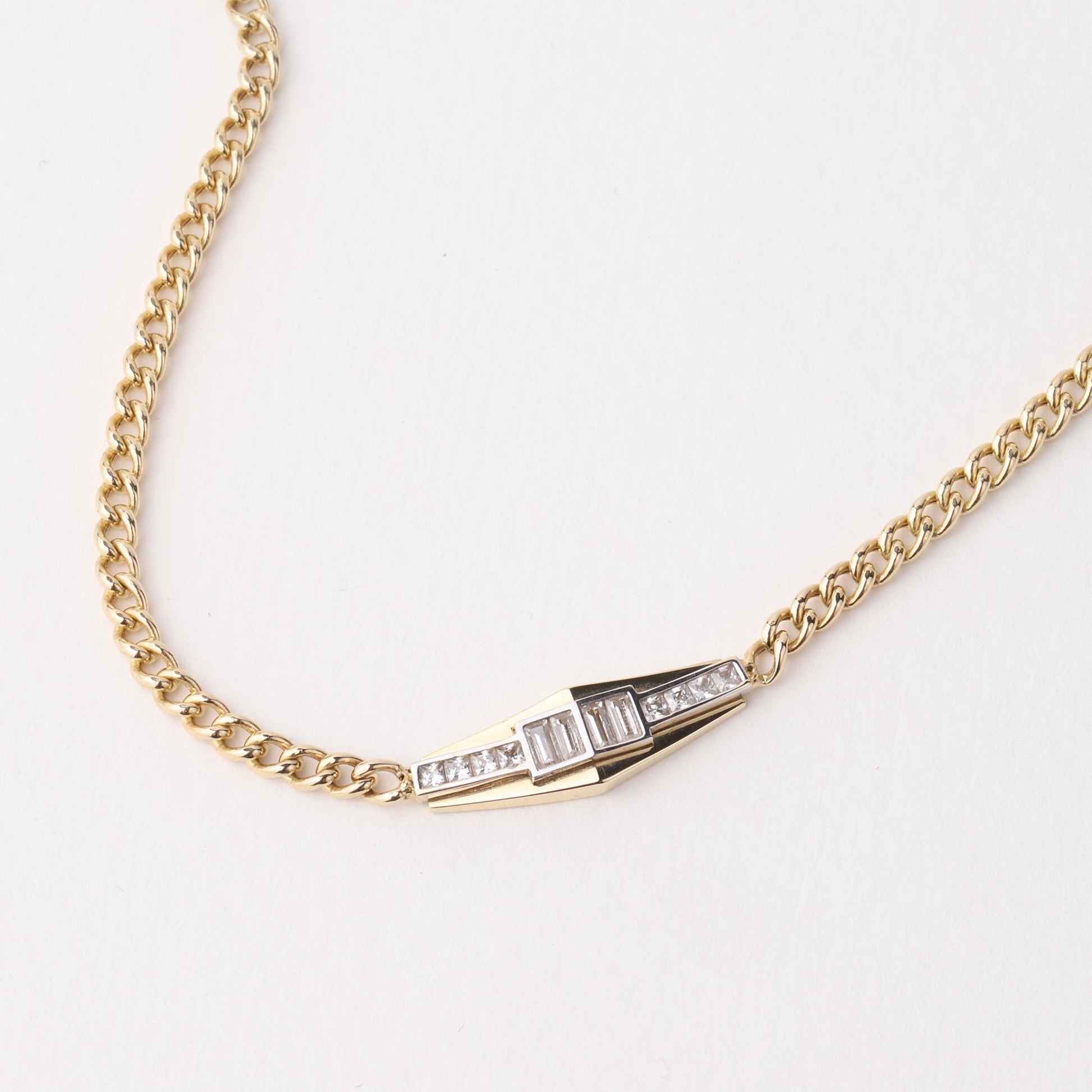 14K Gold Baguette Bar Necklace, Minimalist Bar Necklace, Dainty Gold Necklace, Geometric Pendant, Everyday Jewelry, Gift for Her