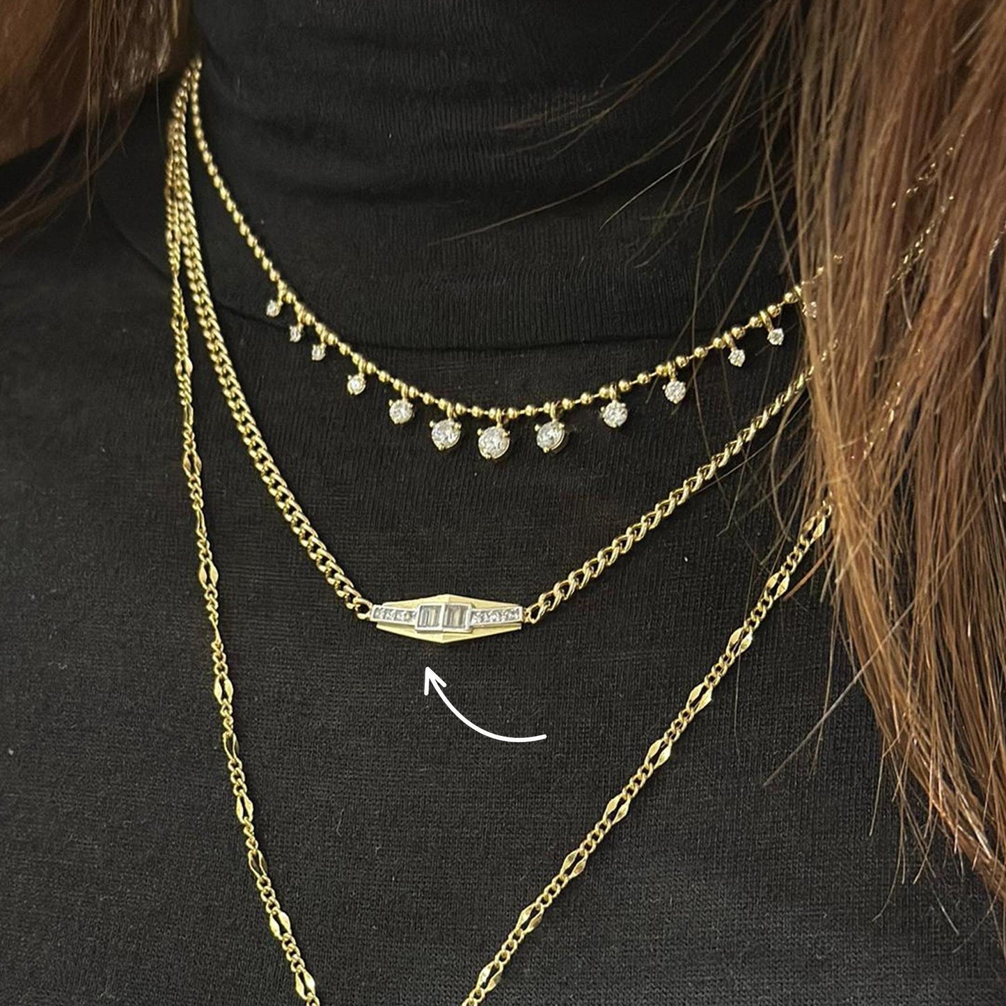 14K Gold Baguette Bar Necklace, Cuban Chain Modern Geometric Pendant, Minimalist Necklace, Dainty Everyday Jewelry, Luxury Gift for Her