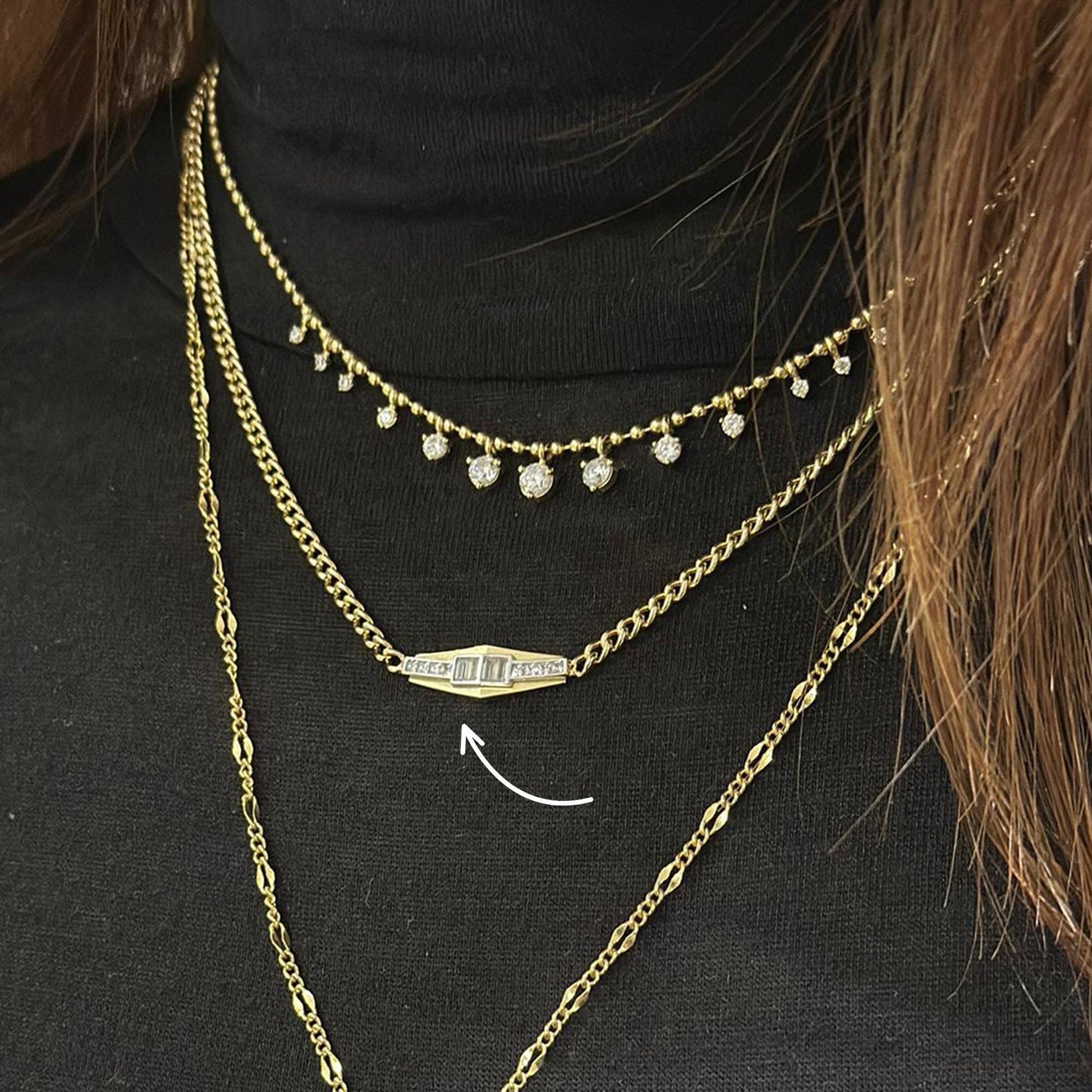 14K Gold Baguette Bar Necklace, Minimalist Bar Necklace, Dainty Gold Necklace, Geometric Pendant, Everyday Jewelry, Gift for Her