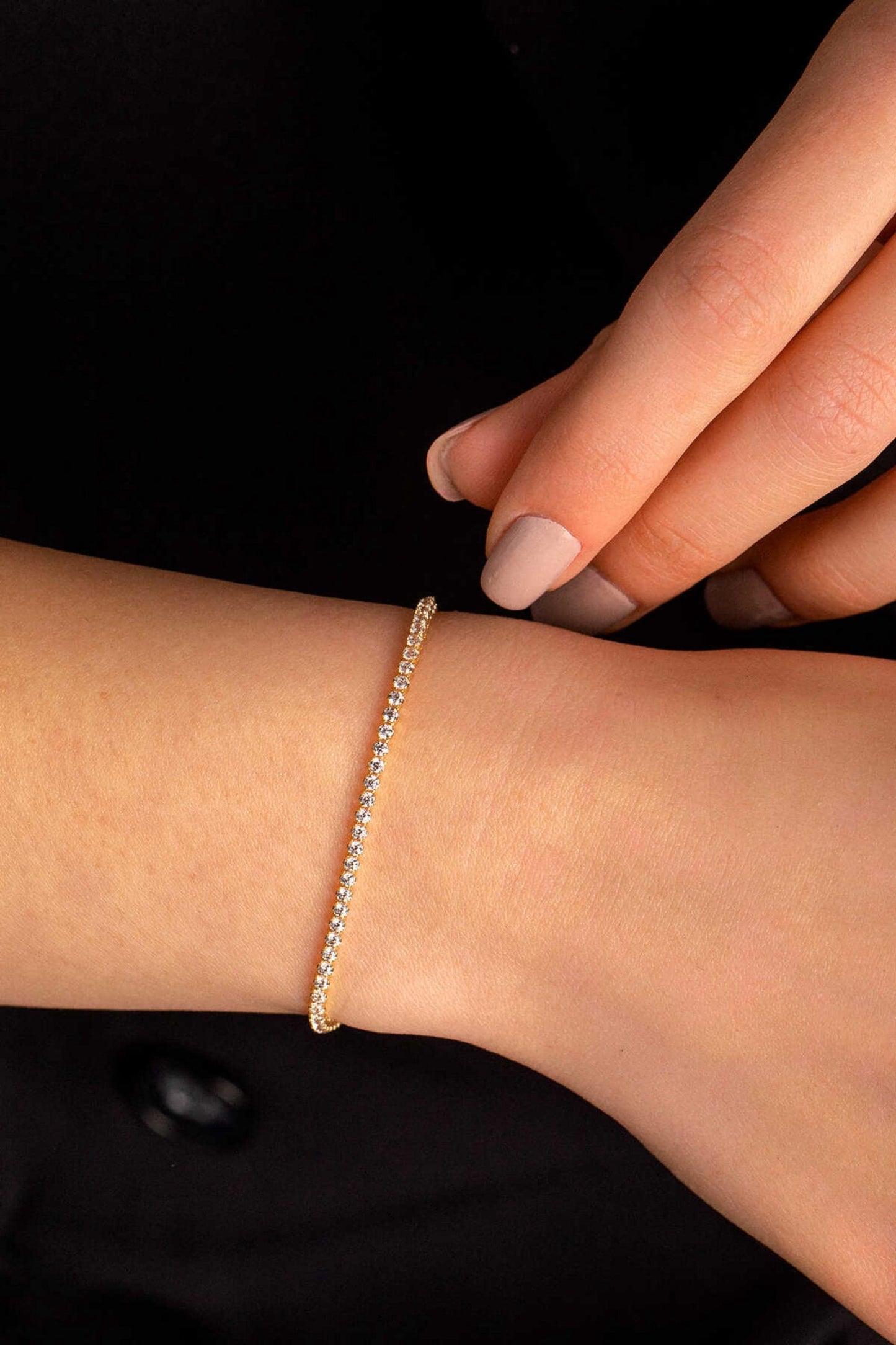 14K Gold 2mm Tennis Bracelet, Solid Gold CZ Bracelet, Dainty Minimalist Tennis Chain, Stackable Everyday Jewelry, Gift for Her