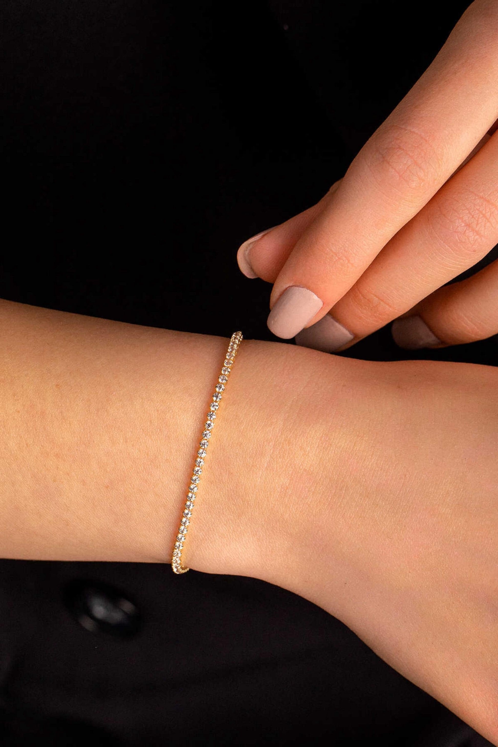 14K Gold 2mm Tennis Bracelet, Solid Gold CZ Bracelet, Dainty Minimalist Tennis Chain, Stackable Everyday Jewelry, Gift for Her
