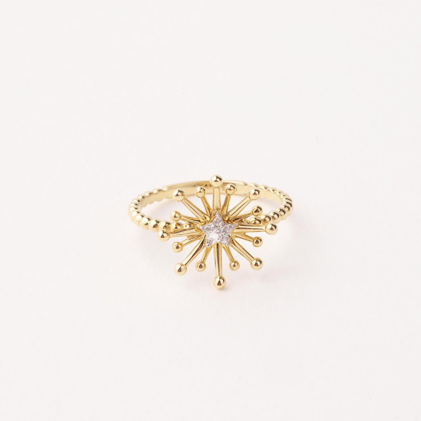14K Gold Starburst Ring, Celestial Star Ring, Dainty Gold Ring, Minimalist Stacking Ring, Sunburst Ring, Gold Jewelry, Gift for Her