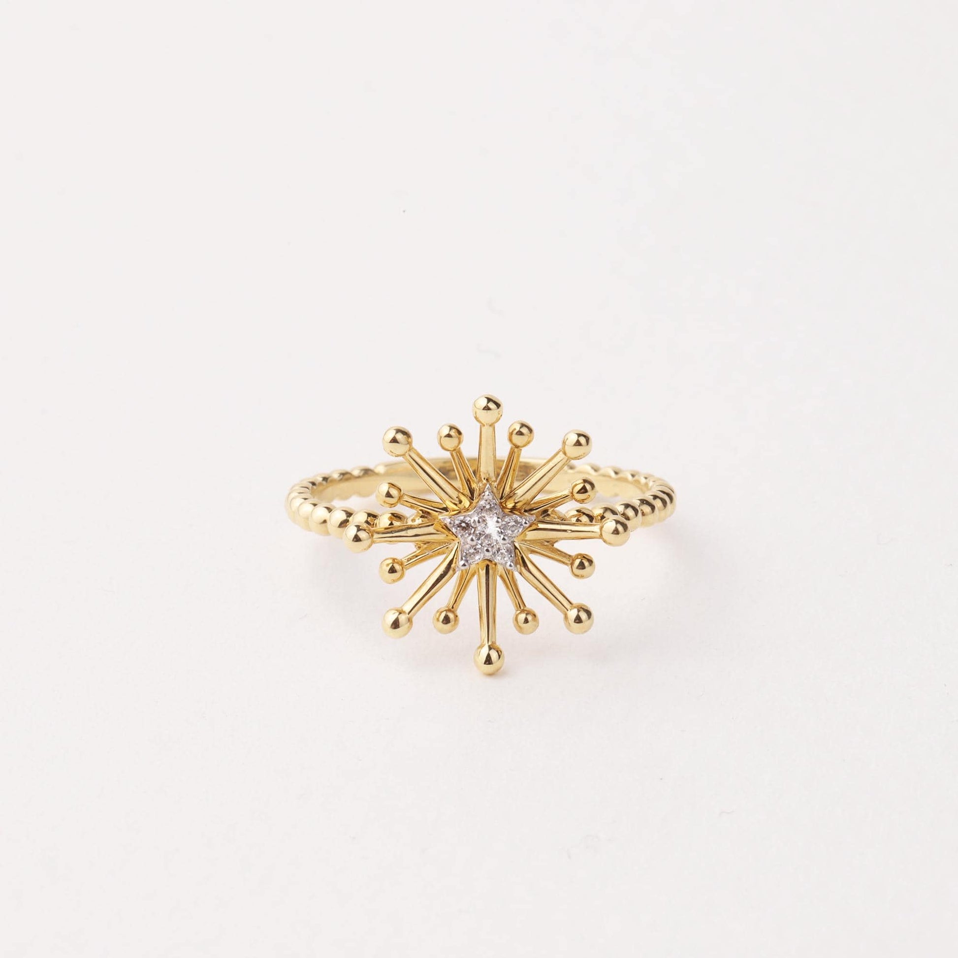 14K Gold Starburst Ring, Celestial Gold Band Ring, Minimalist Gold Ring, Stacking Ring, Lucky Star Ring, Starburst Ring, Gift For Her