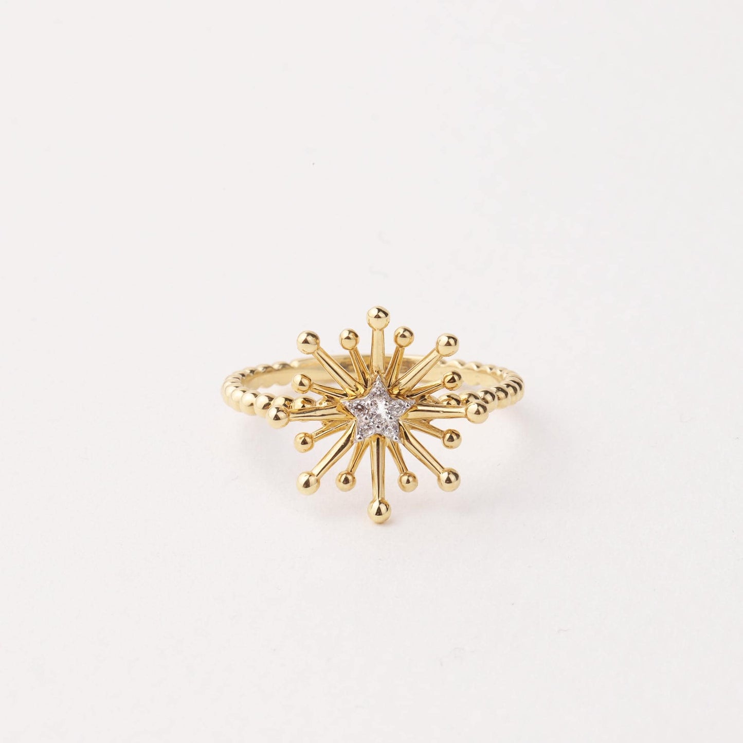 14K Gold Starburst Ring, Celestial Star Ring, Dainty Gold Ring, Minimalist Stacking Ring, Sunburst Ring, Gold Jewelry, Gift for Her