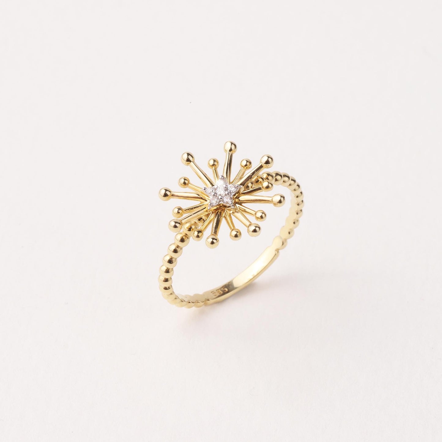 14K Gold Starburst Ring, Celestial Gold Band Ring, Minimalist Gold Ring, Stacking Ring, Lucky Star Ring, Starburst Ring, Gift For Her