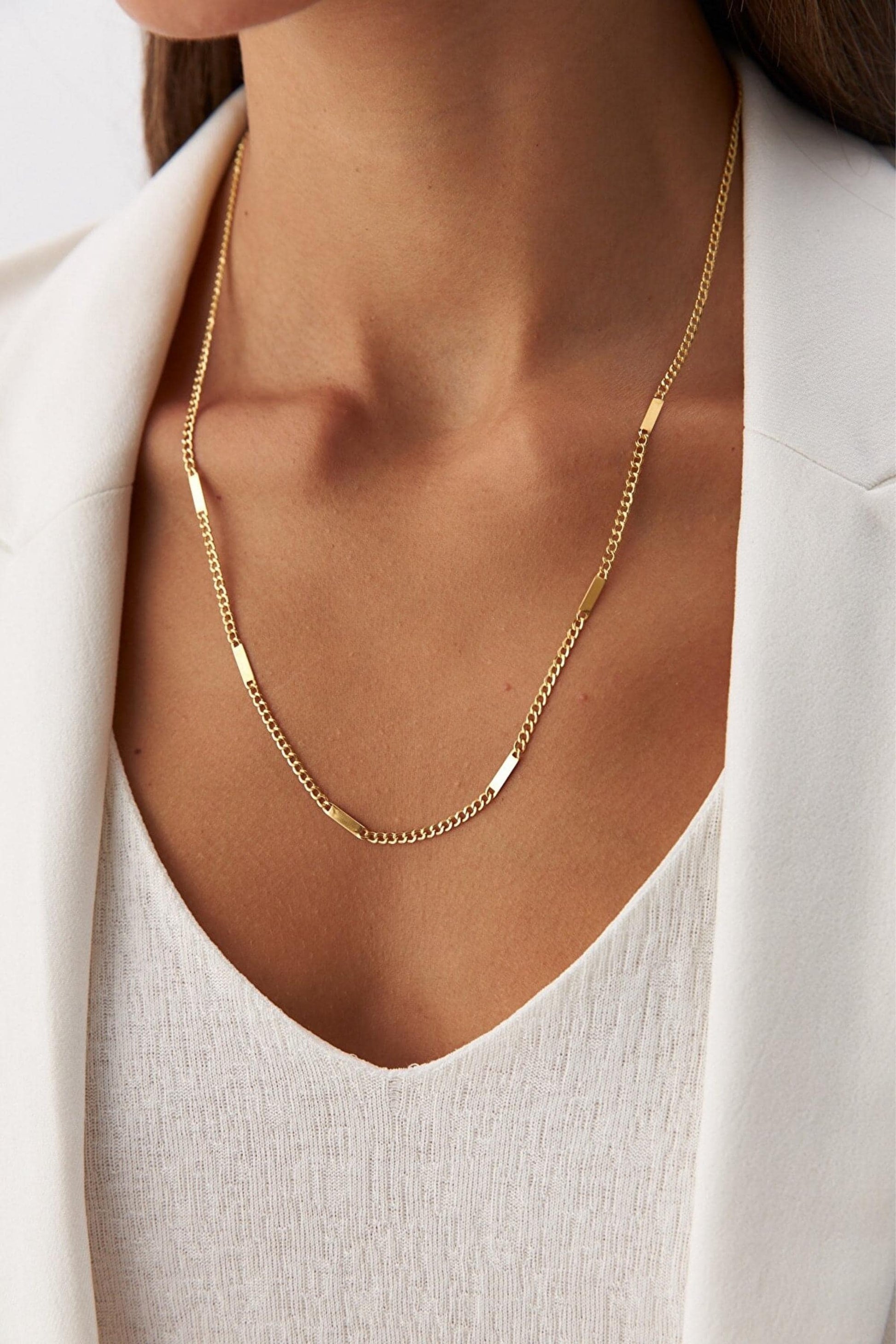 14K Solid Gold Cuban Link Bar Necklace, Engravable Gold Bar Necklace, Dainty Curb Necklace, Minimalist Personalized Jewelry Men & Women