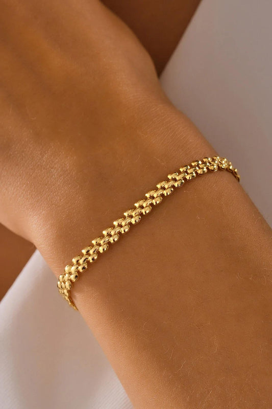 14K Gold Popcorn Chain Bracelet, 4.5mm Dainty Coreana Chain Bracelet, Minimalist Textured Bracelet, Stacking Chain Bracelet, Fine Jewelry
