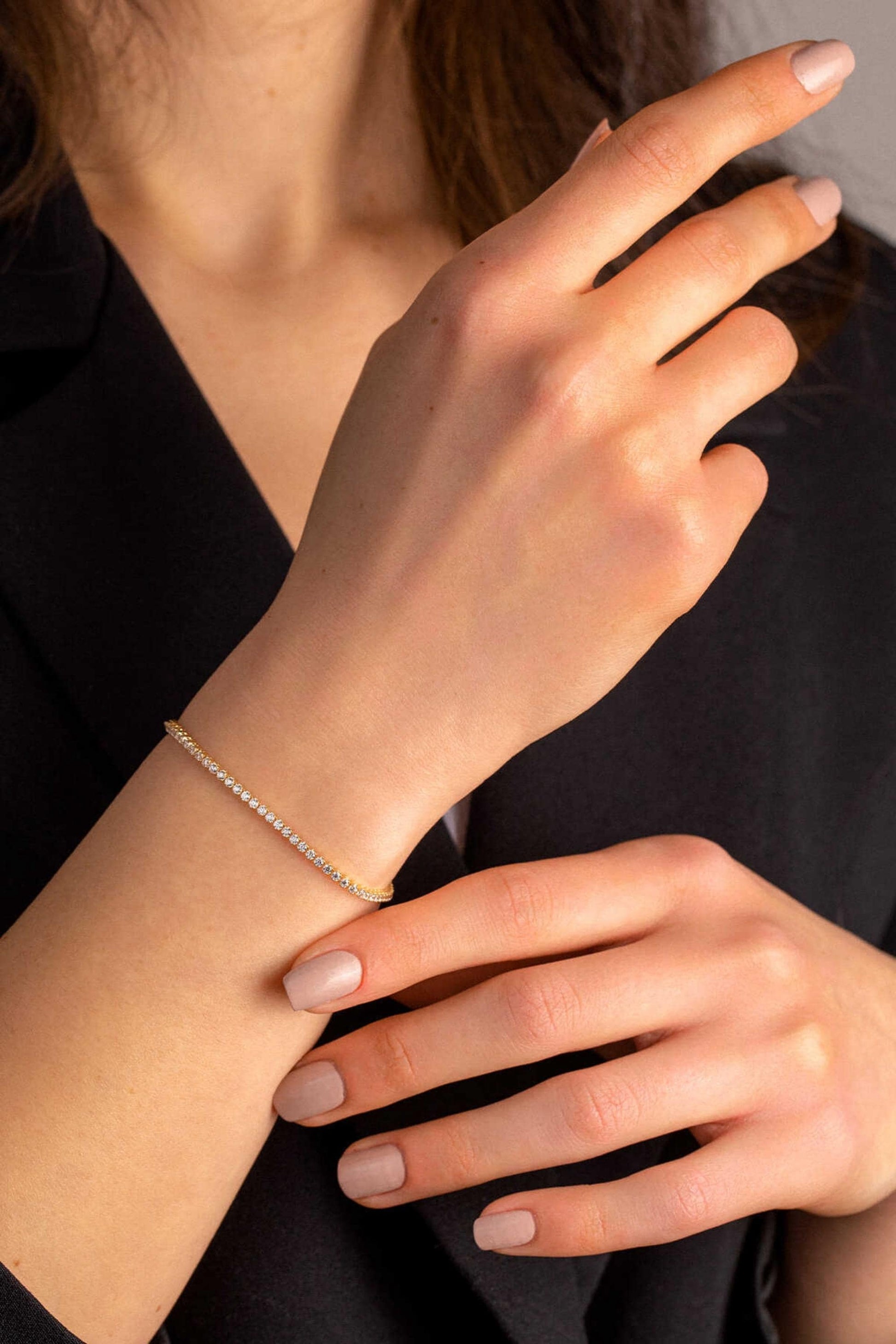 14K Gold 2mm Tennis Bracelet, Solid Gold CZ Bracelet, Dainty Minimalist Tennis Chain, Stackable Everyday Jewelry, Gift for Her