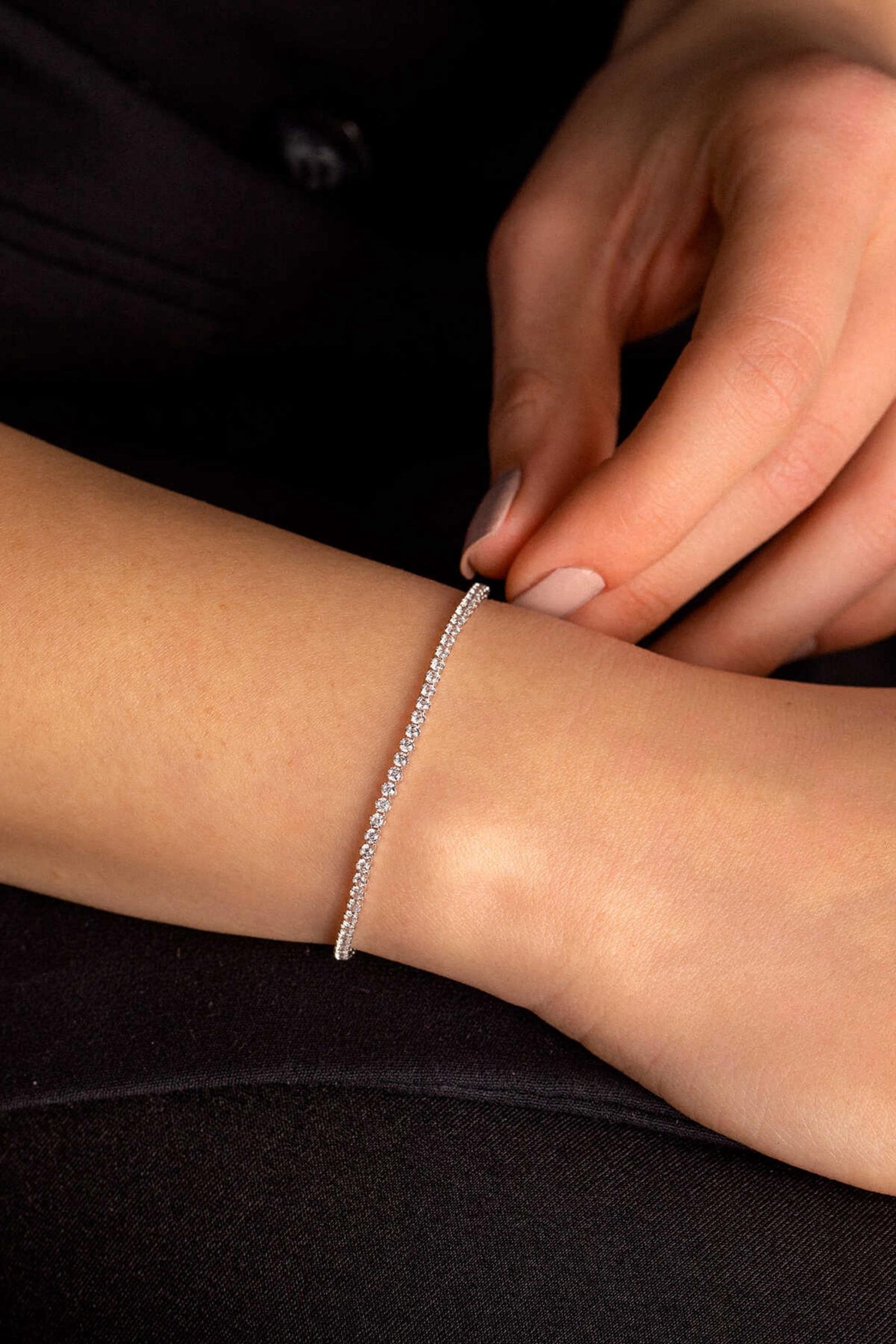 14K Gold 2mm Tennis Bracelet, Solid Gold CZ Bracelet, Dainty Minimalist Tennis Chain, Stackable Everyday Jewelry, Gift for Her