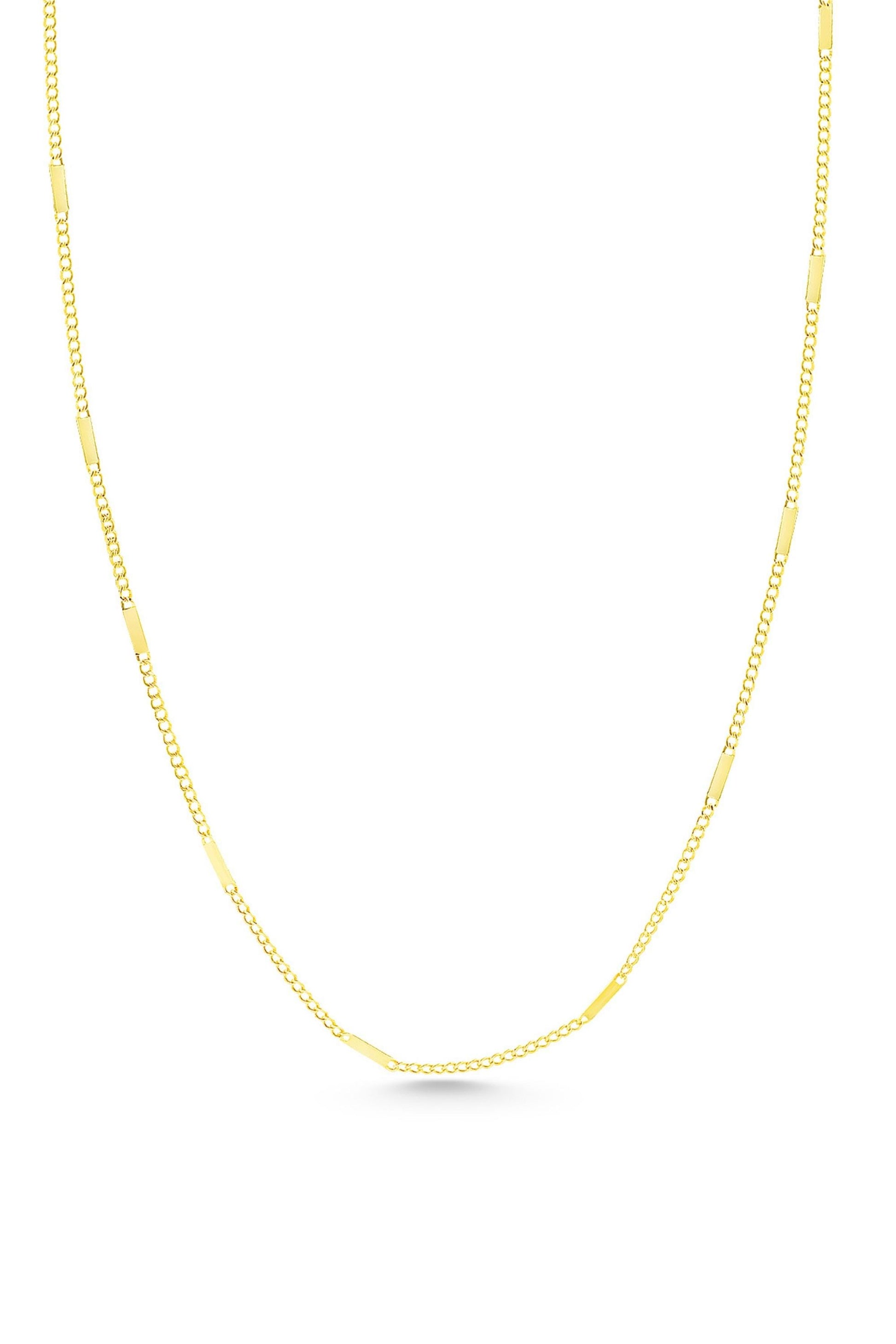 14K Solid Gold Cuban Link Bar Necklace, Engravable Gold Bar Necklace, Dainty Curb Necklace, Minimalist Personalized Jewelry Men & Women