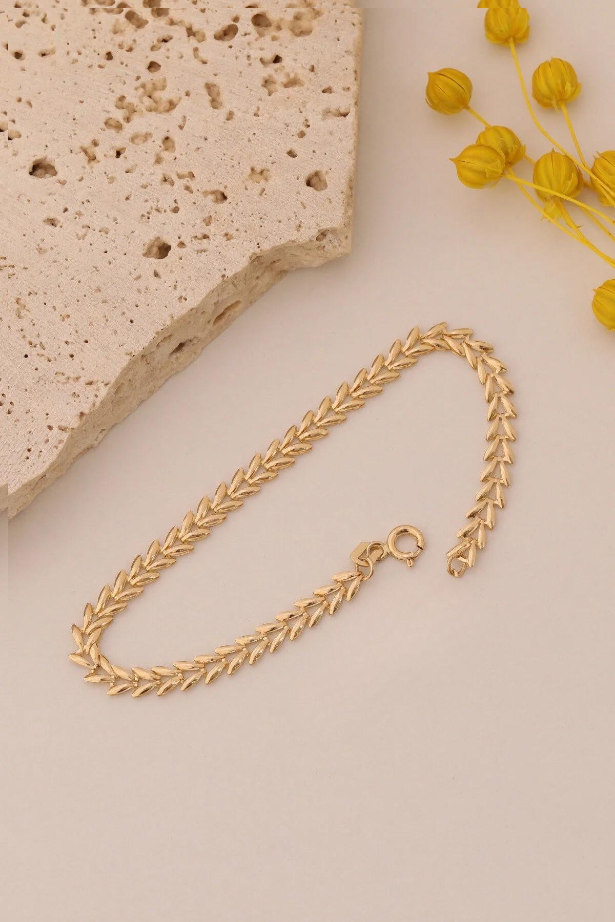 14K Gold Wheat Chain Bracelet, 4mm Gold Spiga Bracelet, Italian Wheat Link Bracelet, Dainty Stacking Bracelet, Minimalist Gold Jewelry