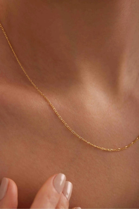 14K Gold Figaro Chain Necklace, 2mm 3mm 4mm 5mm Figaro Chain Necklace, Genuine Gold Chain Choker, Thick Figaro Necklace, Man Woman Necklace