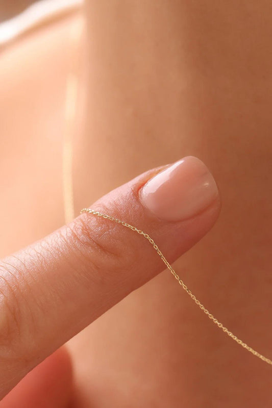 14K Solid Gold Diamond Cut Cable Chain 16" 18" 20" 22" 24", 0.7 mm - Unisex - Gold Chain for Women Men, Custom Size and Gold Color