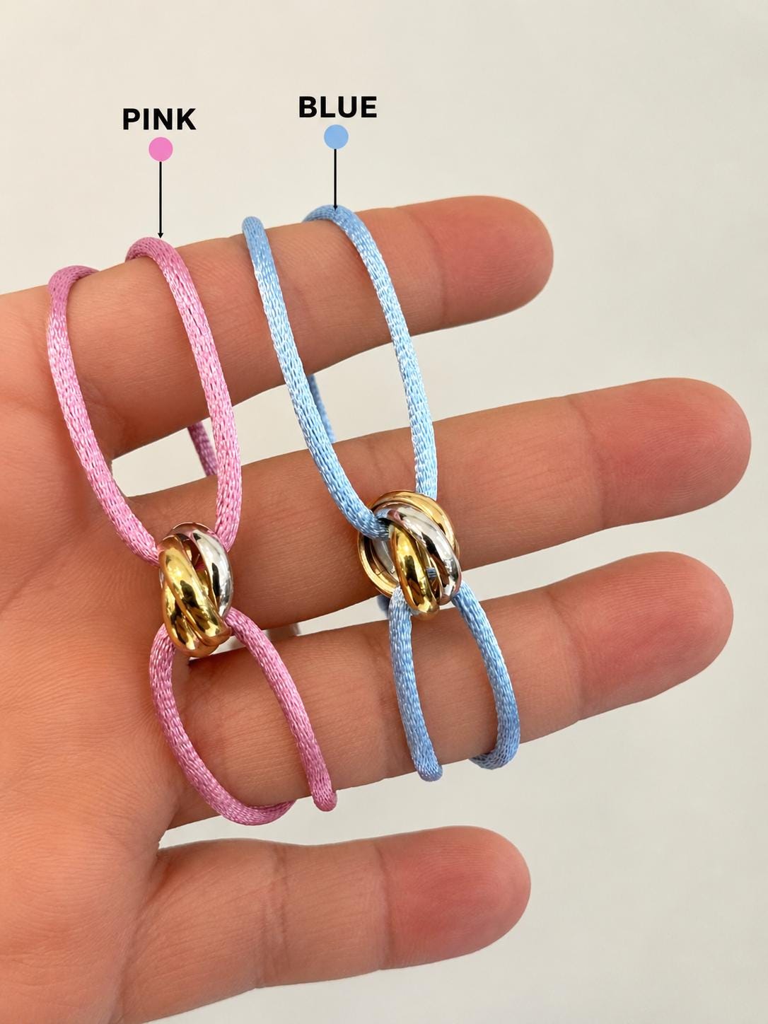 14K Gold Tri Color Cord Bracelet, Yellow Rose White Gold Ring Bracelet, Adjustable String Bracelet, Minimalist Friendship Bracelet