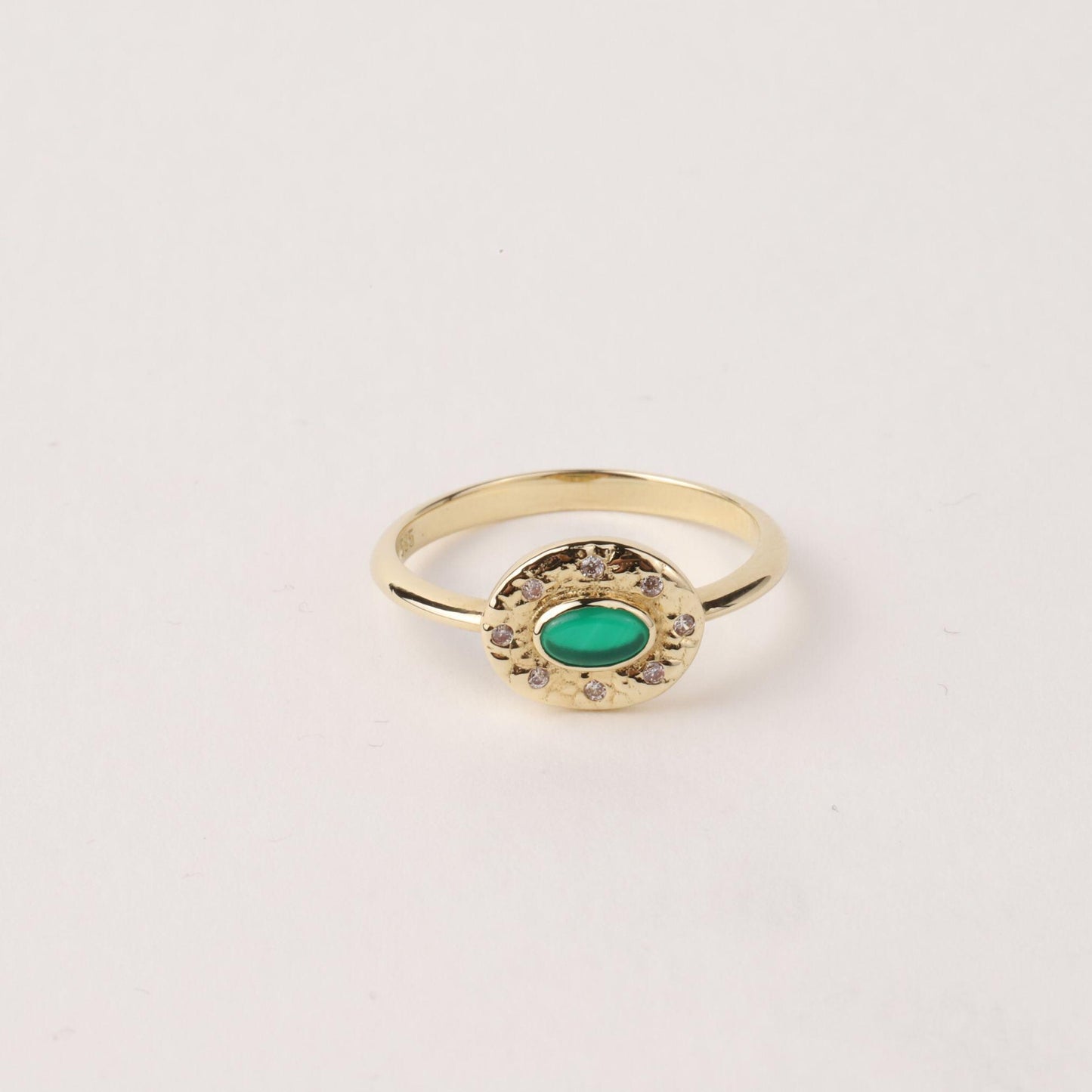 14K Gold Carnelian Ring, Emerald Ring, Oval Gemstone Ring, CZ Halo Ring, Vintage Inspired Gold Ring, Statement Ring, Gift for Her