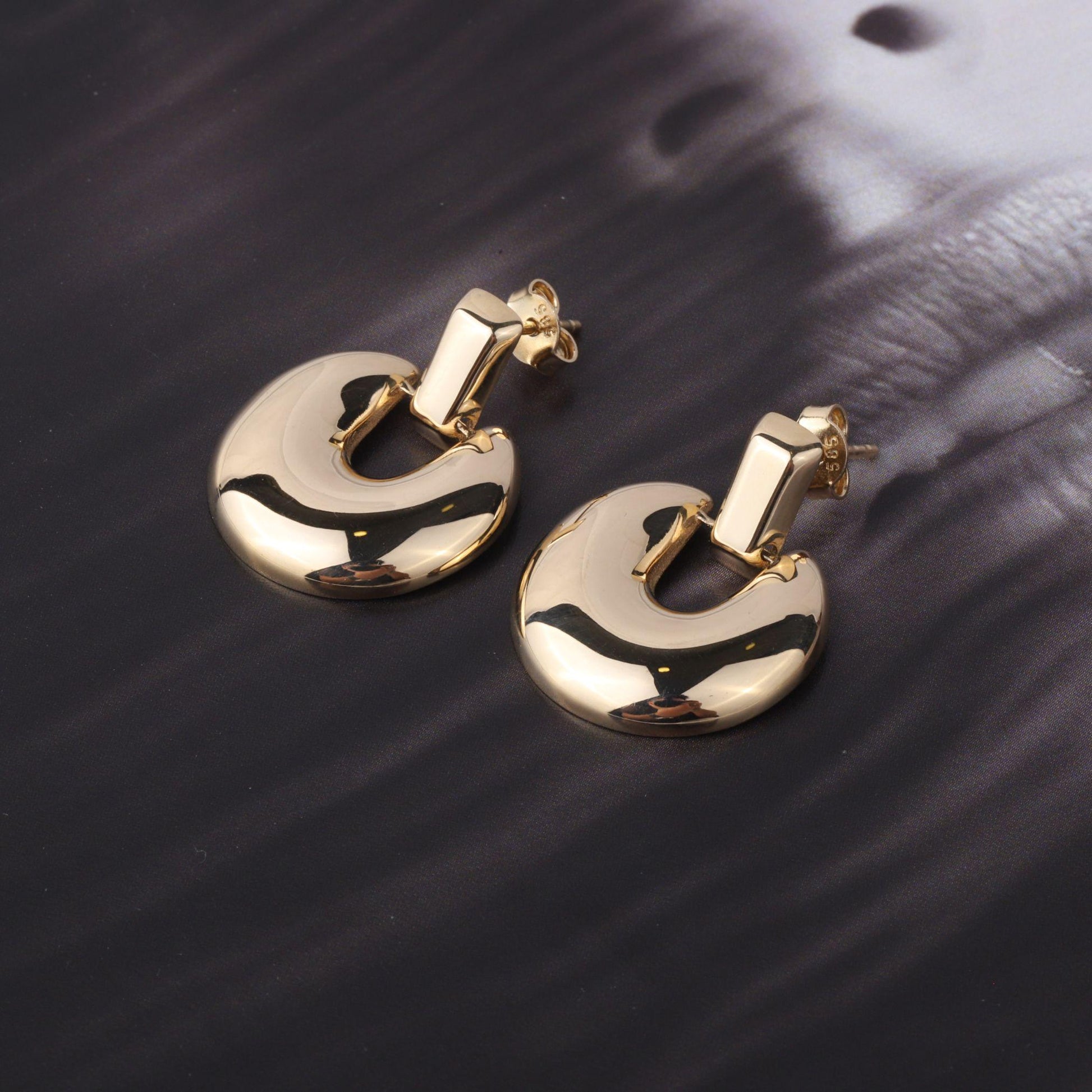 14K Gold Chunky Stud Earrings, U Shaped Dome Earrings, Sculptural Gold Earrings, Minimalist Statement Earrings, Modern Everyday Jewelry