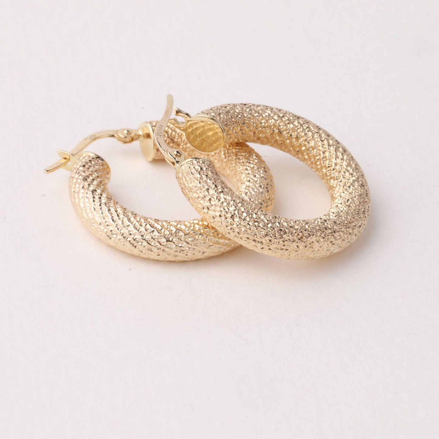 14K Gold Textured Hoop Earrings, 25mm Chunky Diamond Cut Hoops, Bold Gold Earrings, Sculptural Statement Hoops, Modern Jewelry Gift for Her