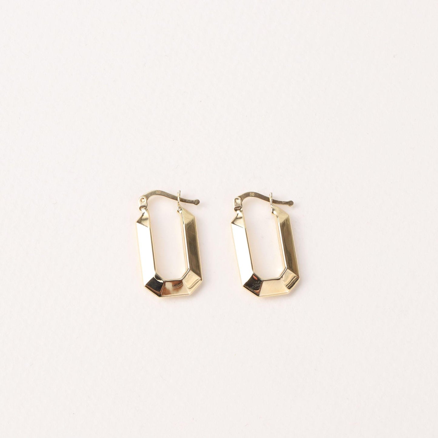 14K Gold Geometric Hoop Earrings, Rectangle Huggie Earrings, Minimalist Gold Earrings, Modern Statement Earrings, Everyday Jewelry