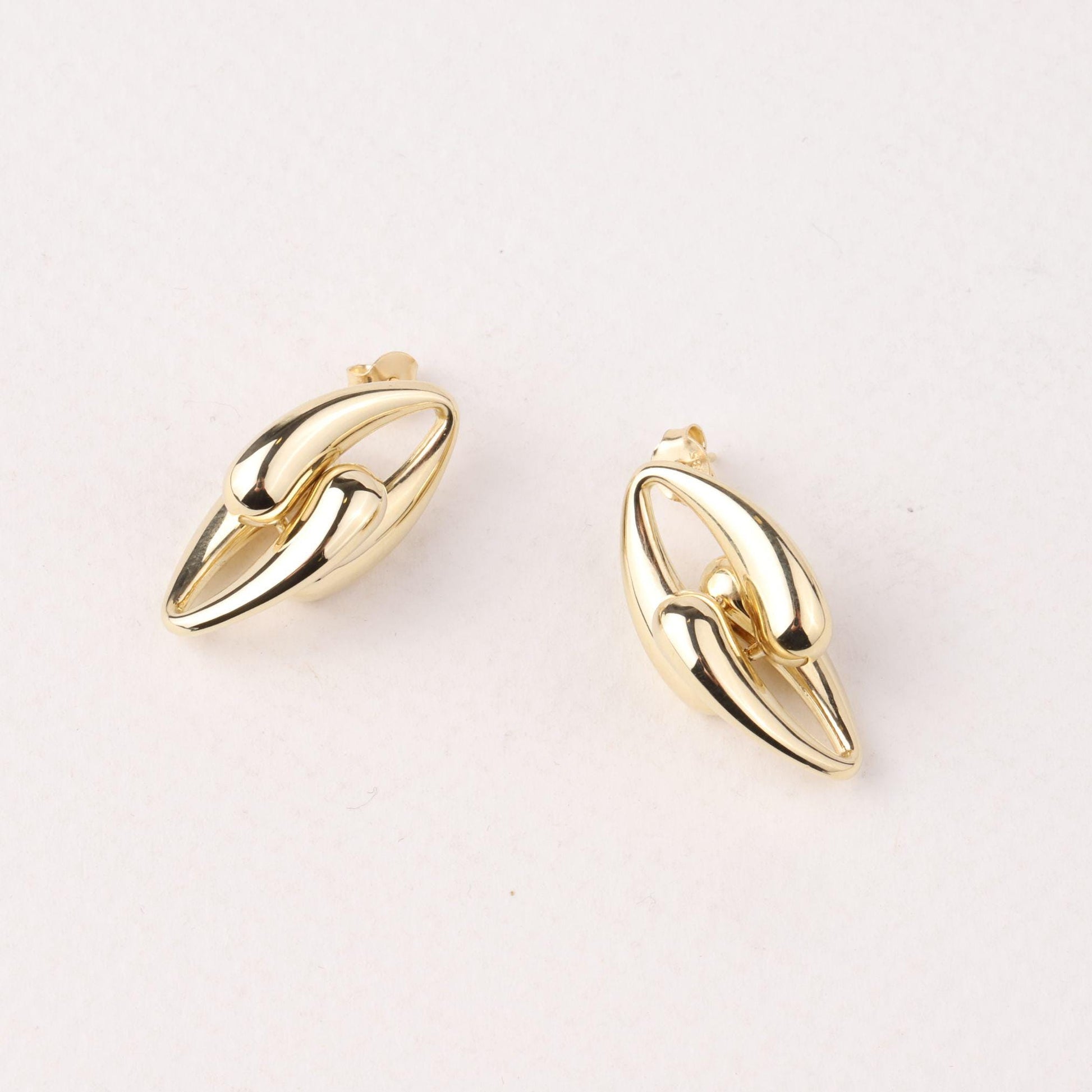 14K Solid Gold Teardrop Stud Earrings, Minimalist Drop Earrings, Dainty Gold Earrings, Simple Everyday Jewelry, Gift for Her