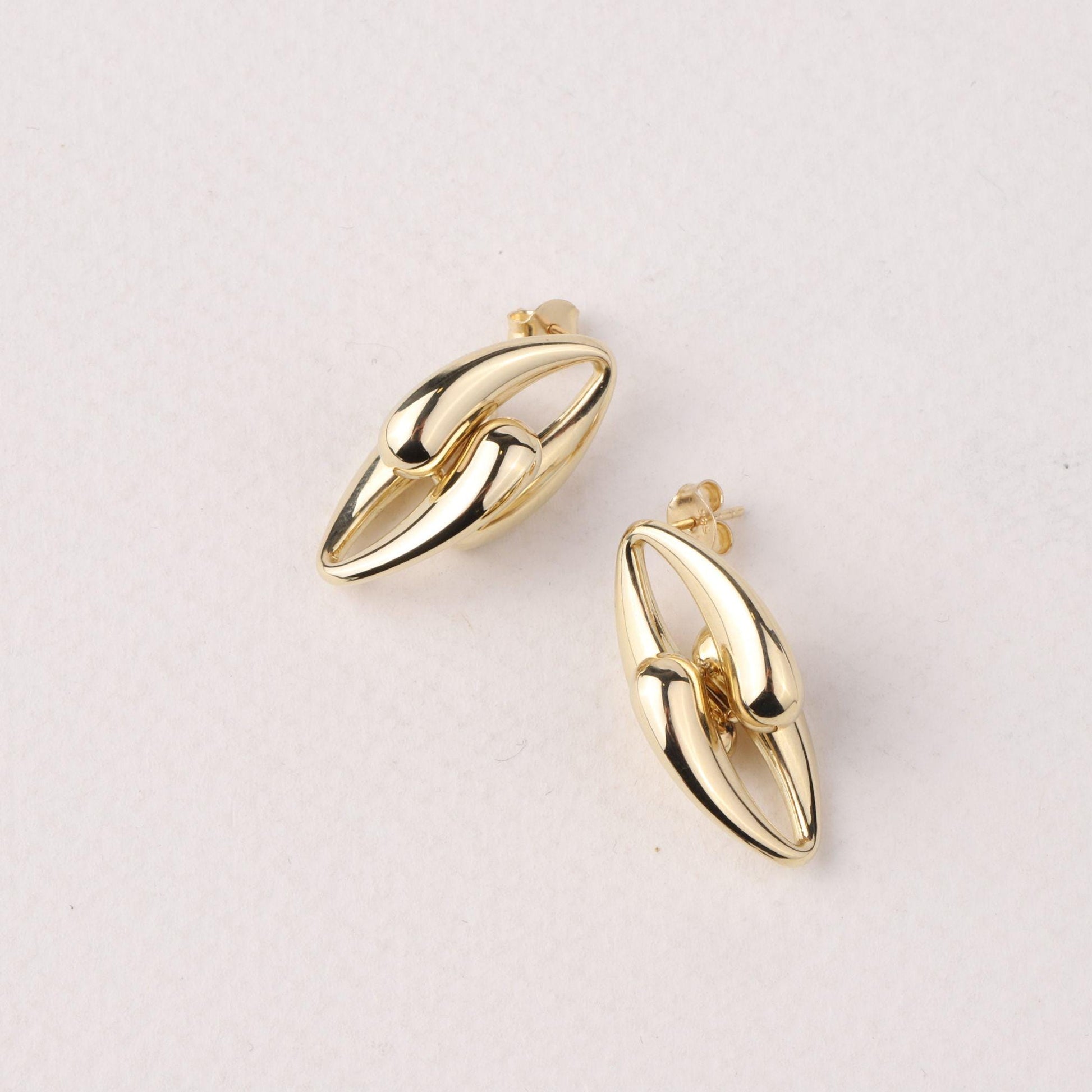 14K Solid Gold Teardrop Stud Earrings, Minimalist Drop Earrings, Dainty Gold Earrings, Simple Everyday Jewelry, Gift for Her