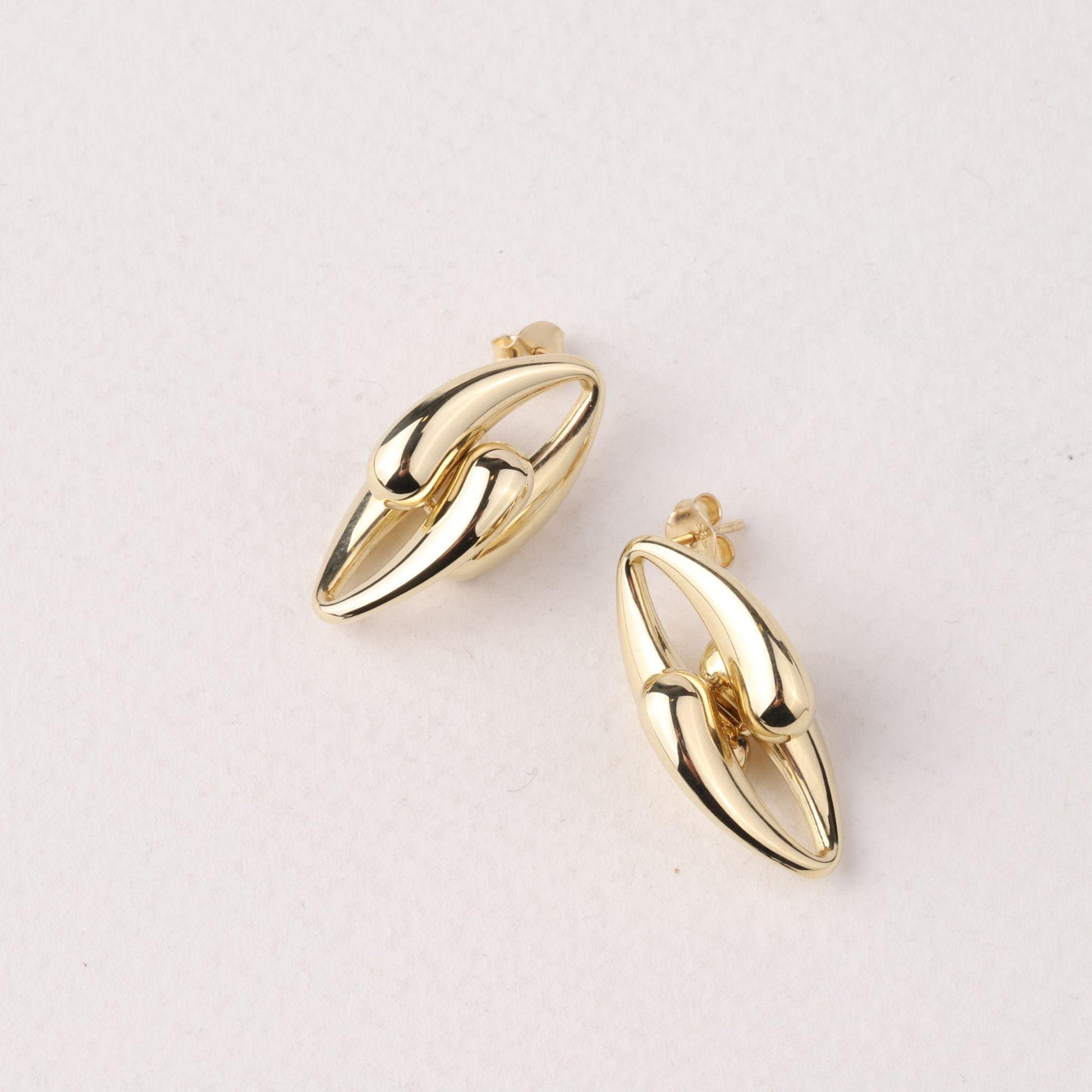 14K Solid Gold Teardrop Stud Earrings, Minimalist Drop Earrings, Dainty Gold Earrings, Simple Everyday Jewelry, Gift for Her