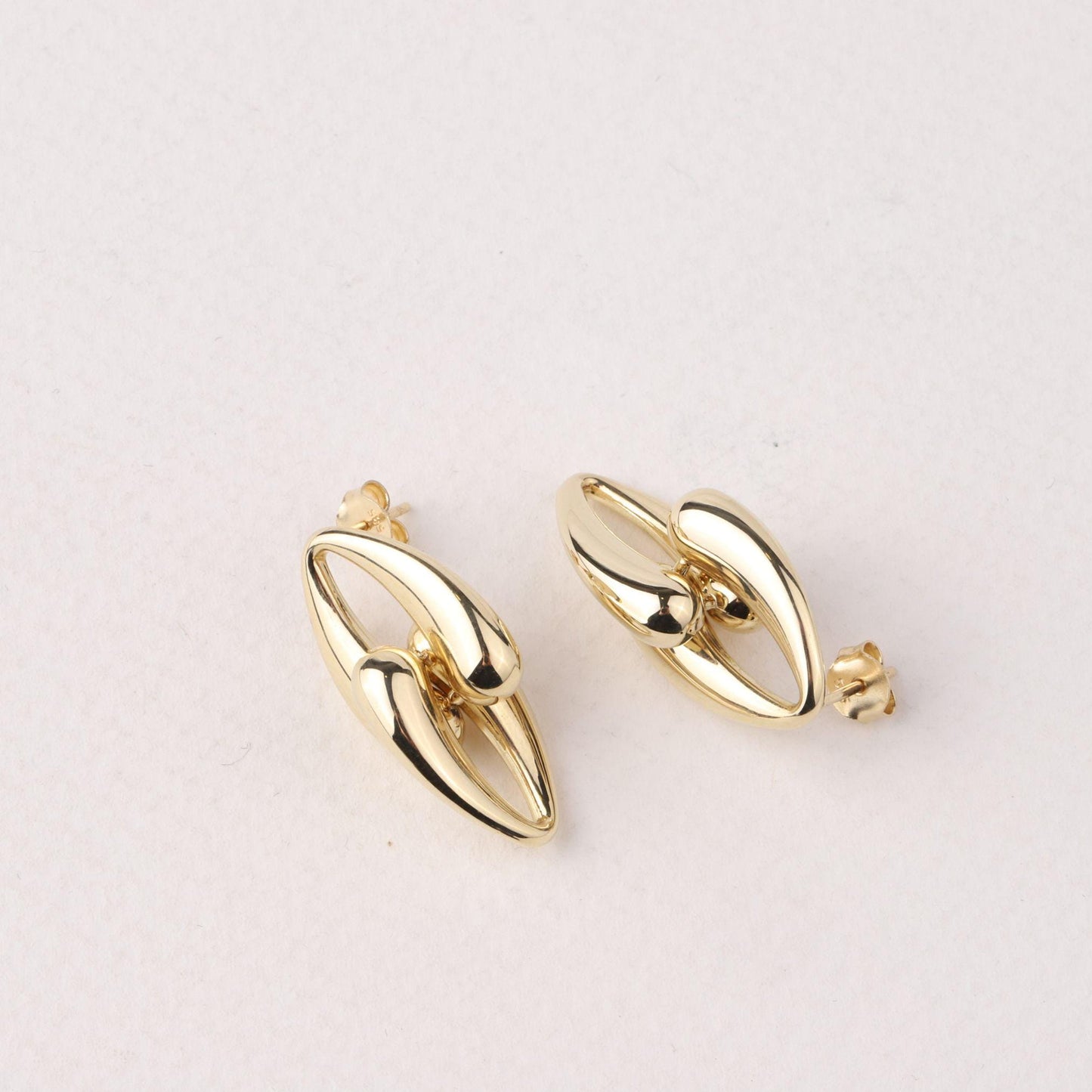 14K Solid Gold Teardrop Stud Earrings, Minimalist Drop Earrings, Dainty Gold Earrings, Simple Everyday Jewelry, Gift for Her