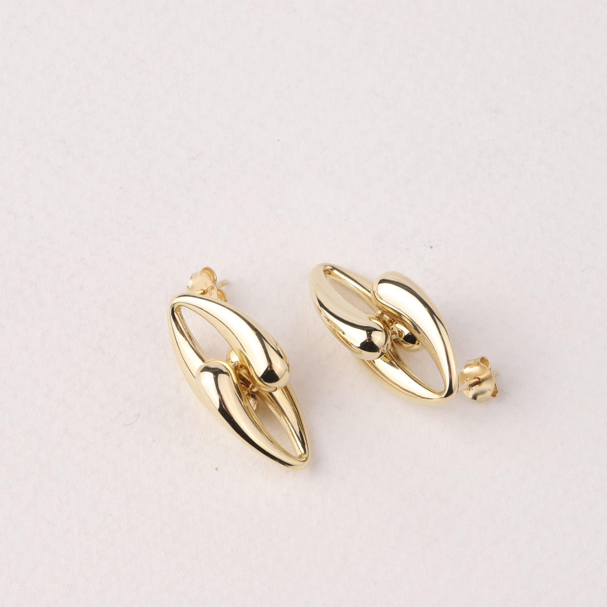 14K Solid Gold Teardrop Stud Earrings, Minimalist Drop Earrings, Dainty Gold Earrings, Simple Everyday Jewelry, Gift for Her