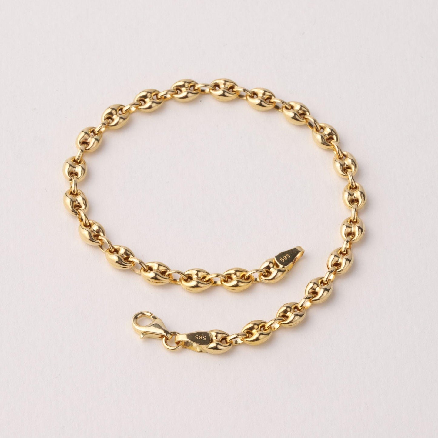 14K Gold Puff Mariner Bracelet, Chunky Mariner Link Bracelet, Nautical Chain Bracelet, Bold Gold Bracelet, Statement Jewelry