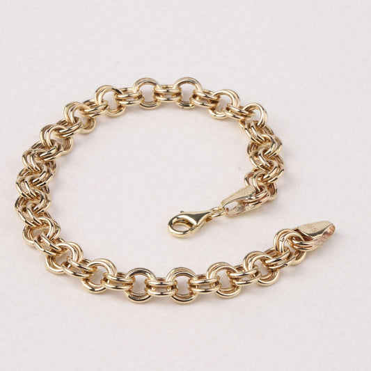 14K Gold 6mm Rolo Chain Bracelet, Chunky Gold Link Bracelet, Round Link Chain, Bold Statement Jewelry, Gift for Her
