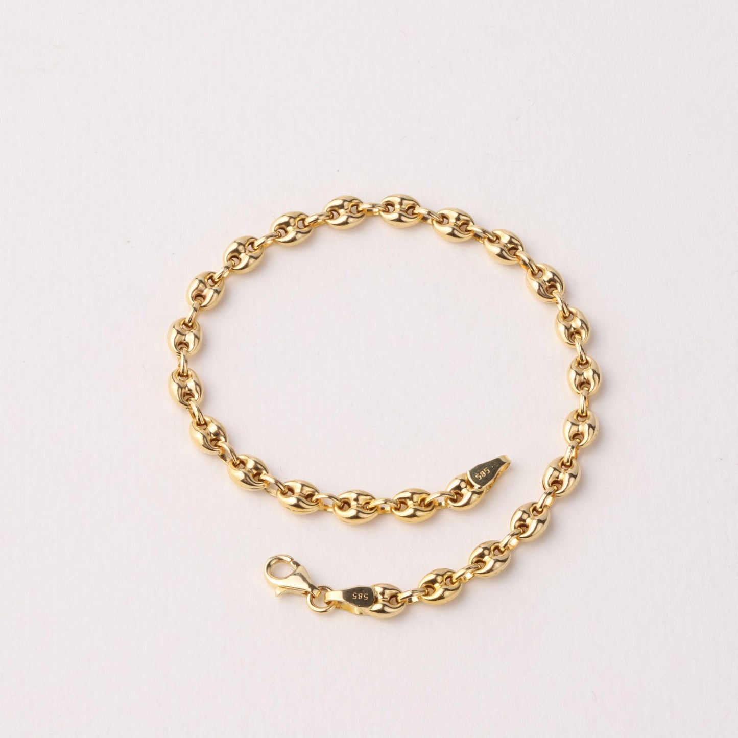 14K Gold Puff Mariner Bracelet, Chunky Mariner Link Bracelet, Nautical Chain Bracelet, Bold Gold Bracelet, Statement Jewelry
