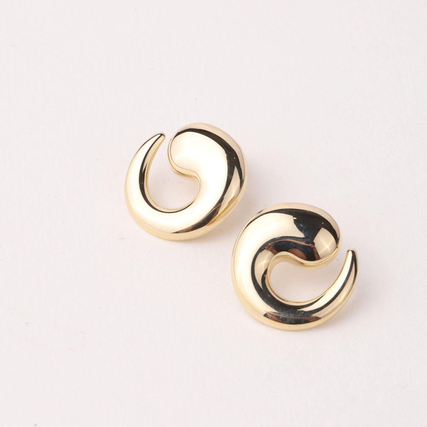 14K Gold Sculptural Hoop Earrings, Chunky Open Hoop Earrings, Minimalist Statement Earrings, Modern Dome Earrings, Gift for Her