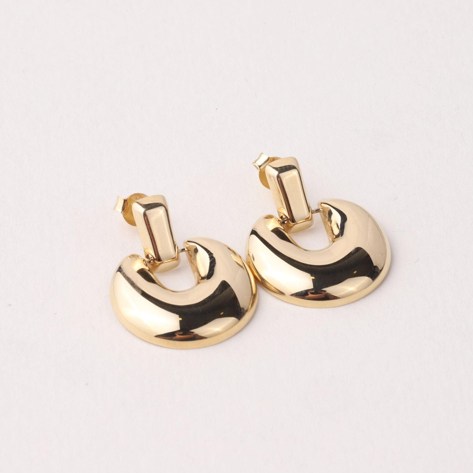 14K Gold Chunky Stud Earrings, U Shaped Dome Earrings, Sculptural Gold Earrings, Minimalist Statement Earrings, Modern Everyday Jewelry