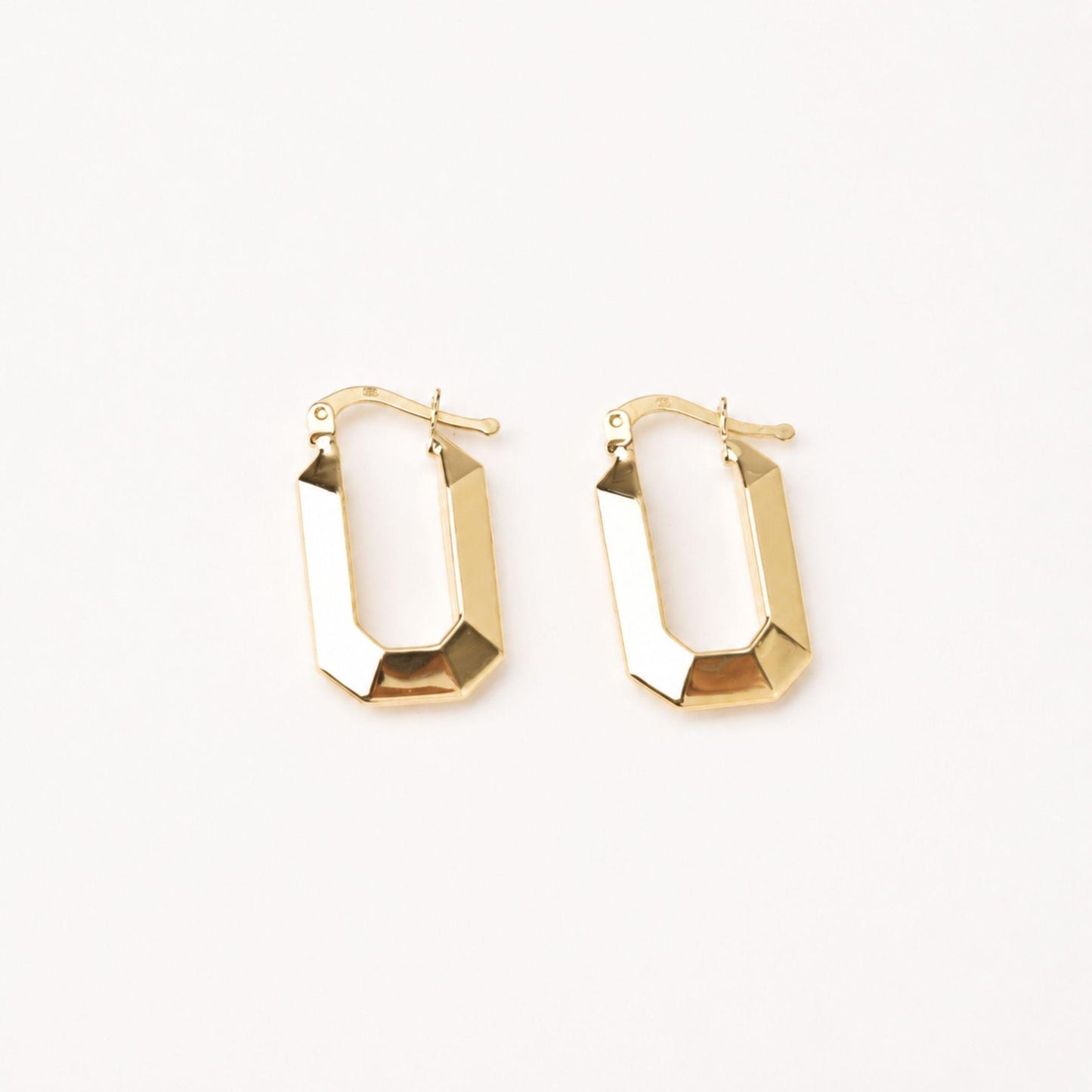 14K Gold Geometric Hoop Earrings, Rectangle Huggie Earrings, Minimalist Gold Earrings, Modern Statement Earrings, Everyday Jewelry