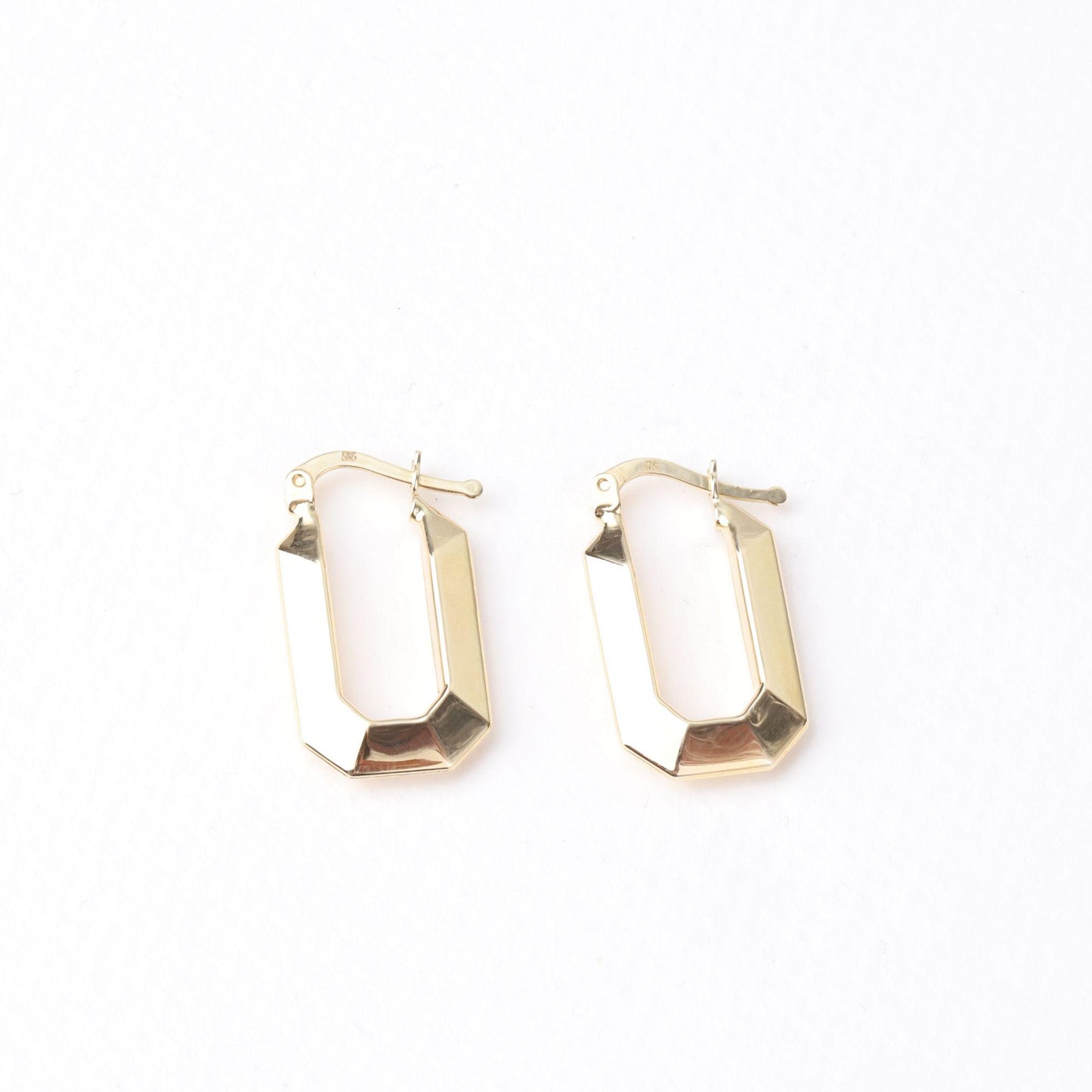 14K Gold Geometric Hoop Earrings, Rectangle Huggie Earrings, Minimalist Gold Earrings, Modern Statement Earrings, Everyday Jewelry