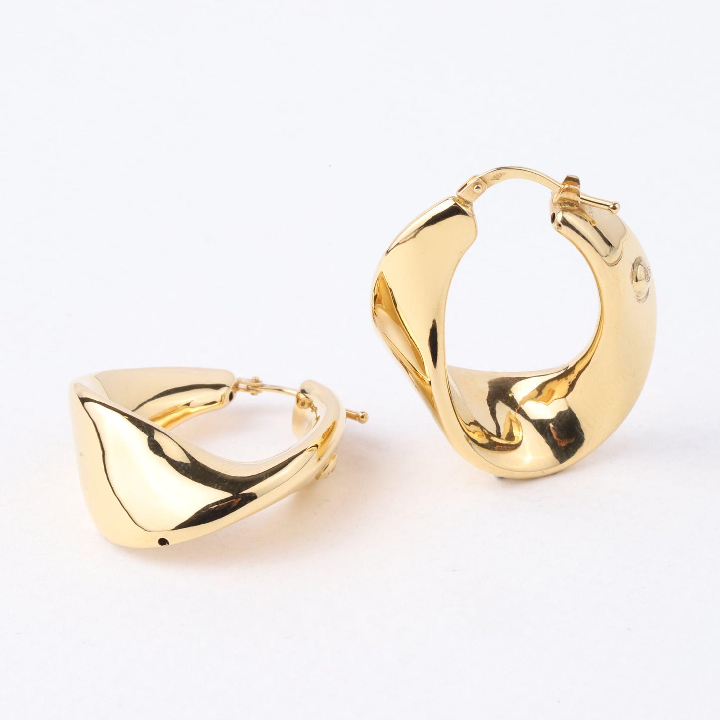 14K Solid Gold Chunky Hoop Earrings, Bold Oval Gold Hoops, Thick Statement Earrings, Modern Minimalist Jewelry, Everyday Gold Earrings