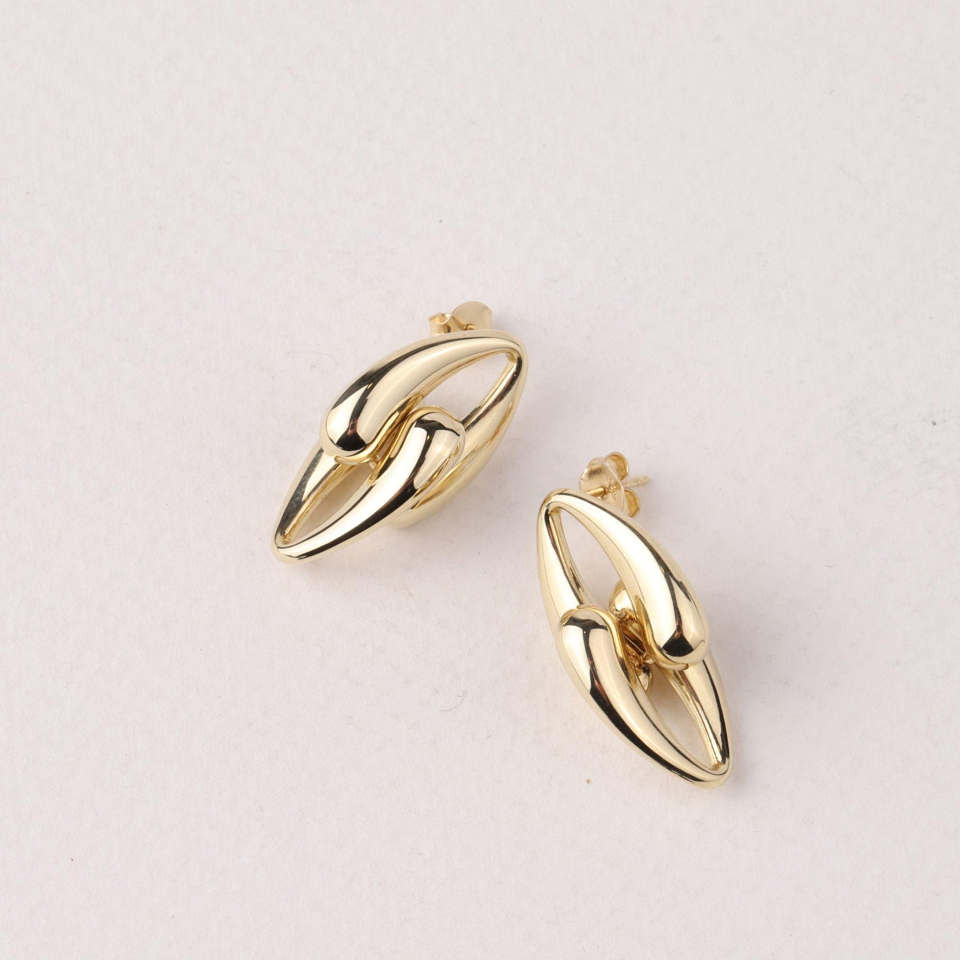 14K Solid Gold Teardrop Stud Earrings, Minimalist Drop Earrings, Dainty Gold Earrings, Simple Everyday Jewelry, Gift for Her