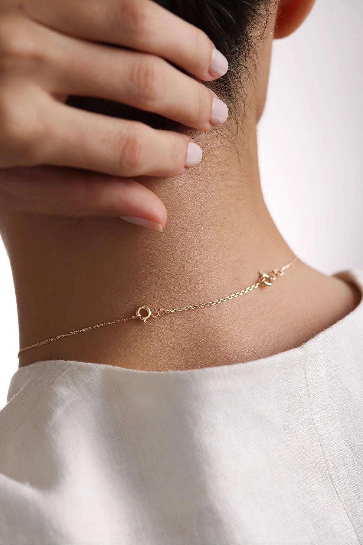 14K Solid Gold Necklace Extender Chain | Adjustable Necklace Extension | Yellow, White & Rose Gold