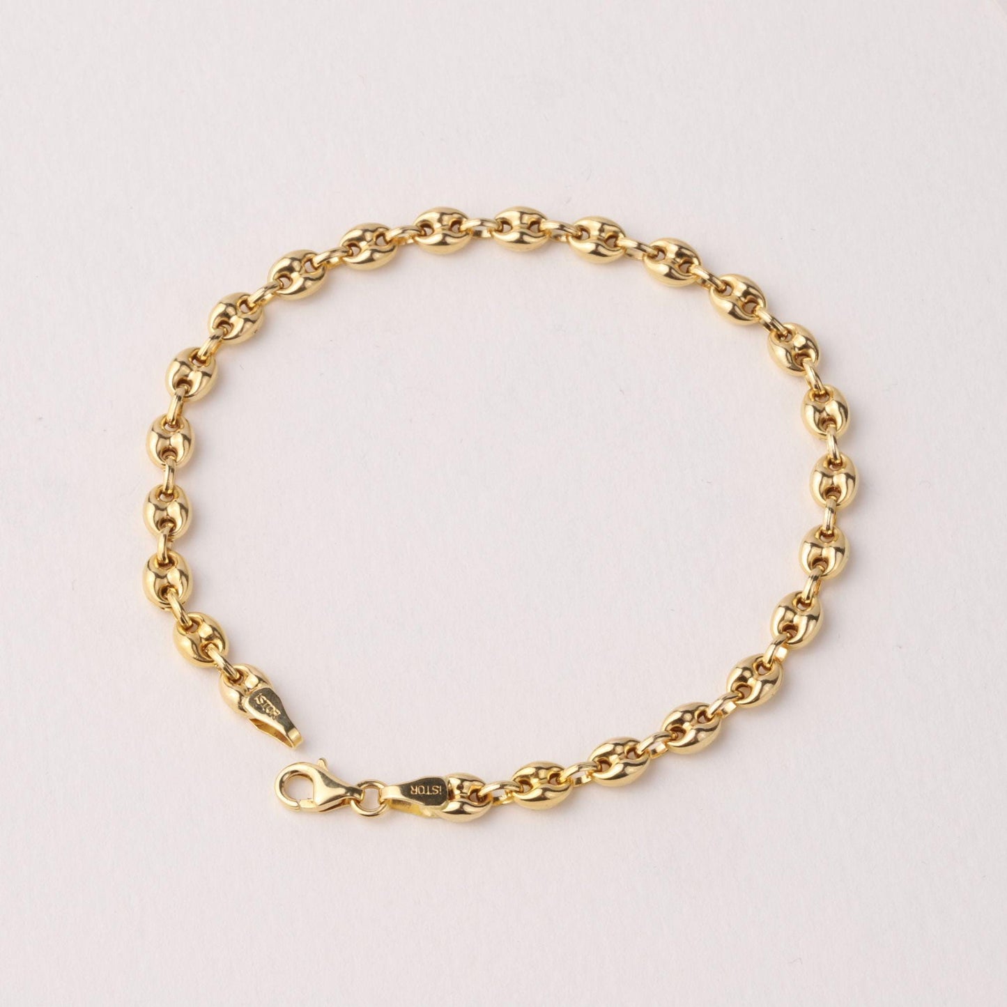 14K Gold Puff Mariner Bracelet, Chunky Mariner Link Bracelet, Nautical Chain Bracelet, Bold Gold Bracelet, Statement Jewelry