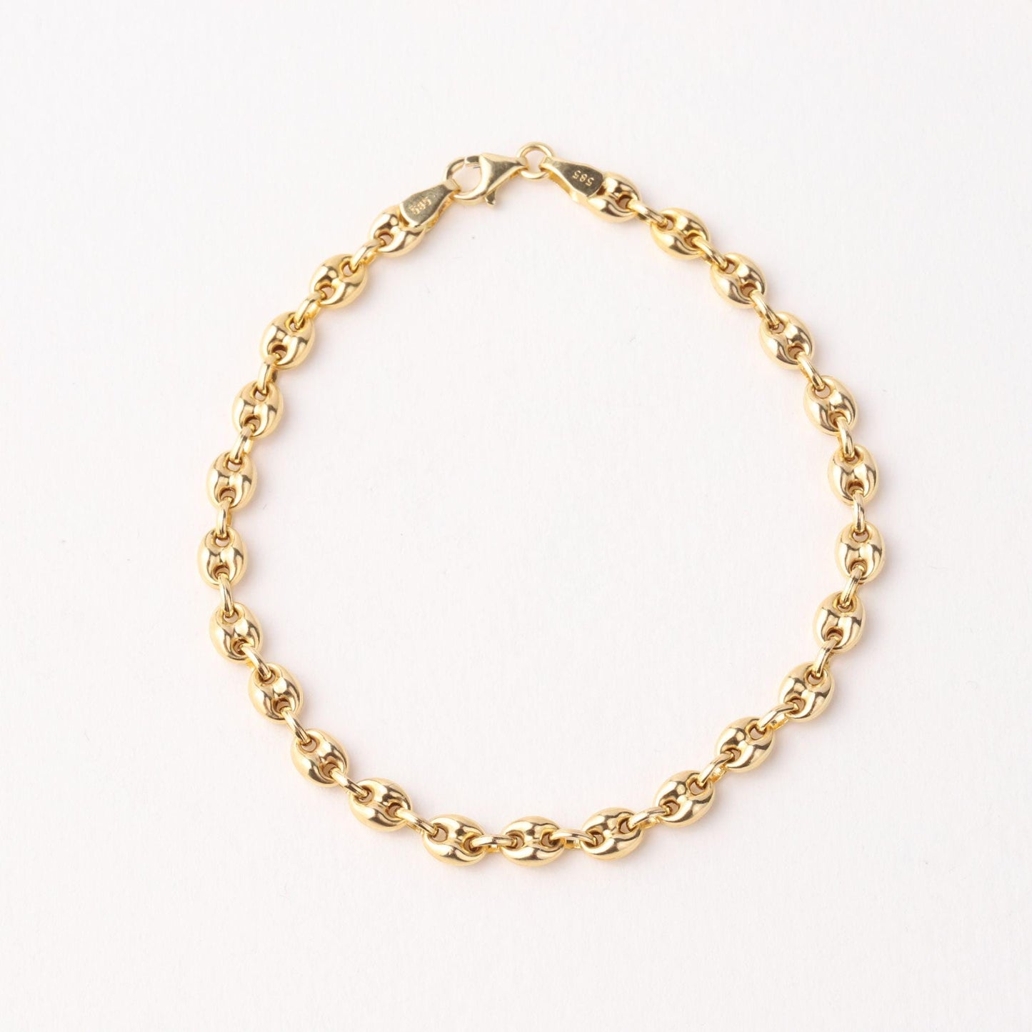 14K Gold Puff Mariner Bracelet, Chunky Mariner Link Bracelet, Nautical Chain Bracelet, Bold Gold Bracelet, Statement Jewelry