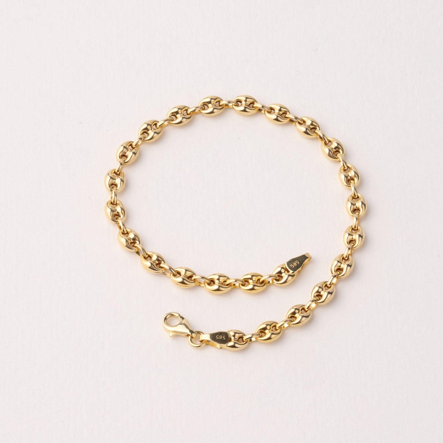 14K Gold Puff Mariner Bracelet, Chunky Mariner Link Bracelet, Nautical Chain Bracelet, Bold Gold Bracelet, Statement Jewelry