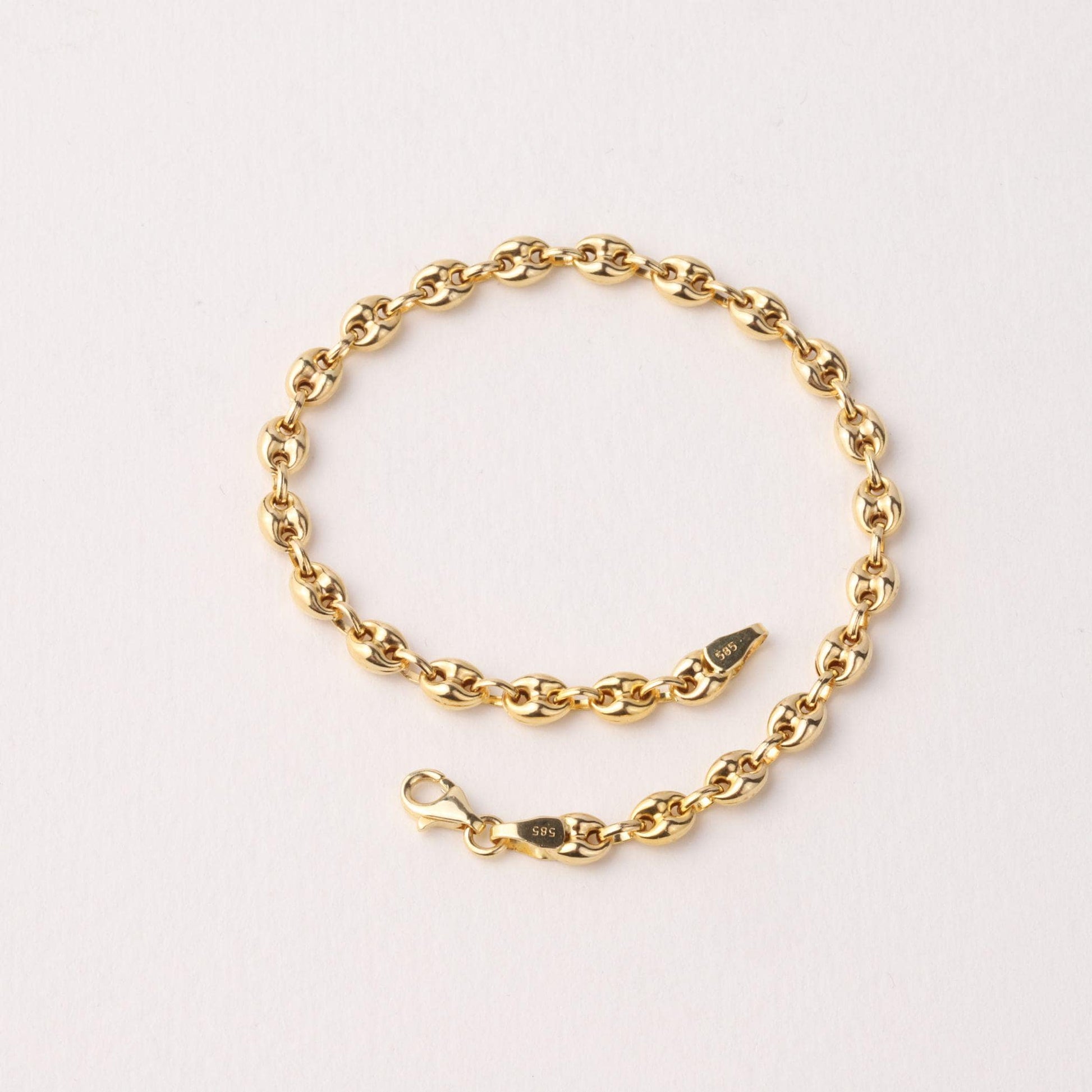 14K Gold Puff Mariner Bracelet, Chunky Mariner Link Bracelet, Nautical Chain Bracelet, Bold Gold Bracelet, Statement Jewelry