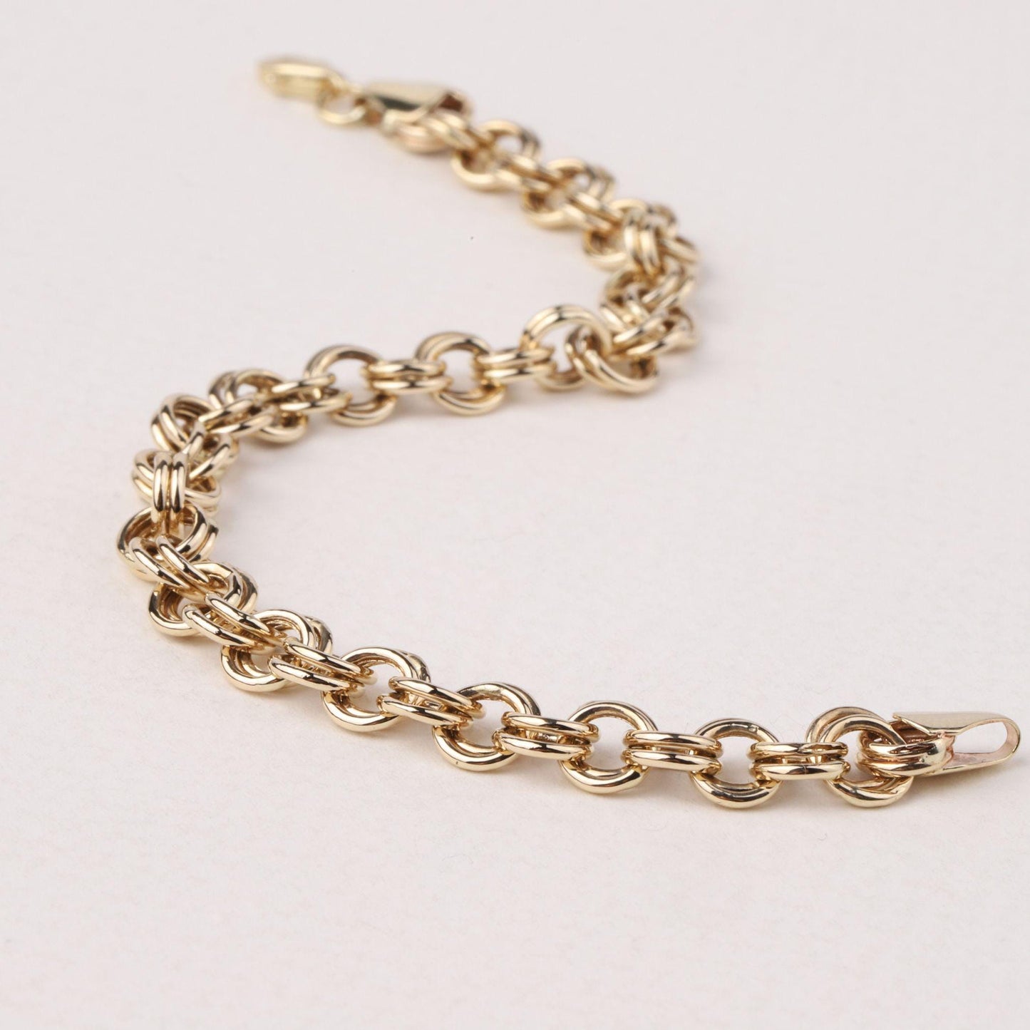 14K Gold 6mm Rolo Chain Bracelet, Chunky Gold Link Bracelet, Round Link Chain, Bold Statement Jewelry, Gift for Her