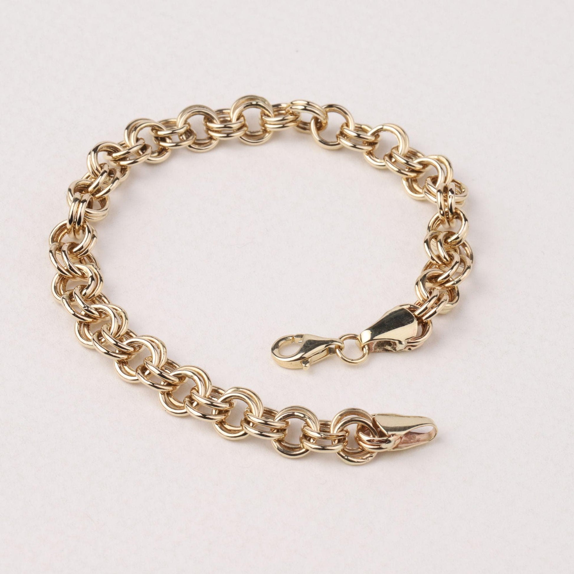 14K Gold 6mm Rolo Chain Bracelet, Chunky Gold Link Bracelet, Round Link Chain, Bold Statement Jewelry, Gift for Her