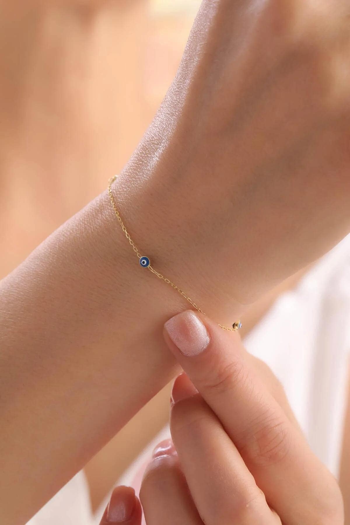 14K Gold Evil Eye Bracelet, Gold Protection Jewelry for Women, Good Luck Bracelet, Minimalist Gift, Protection Jewelry, Birthday
