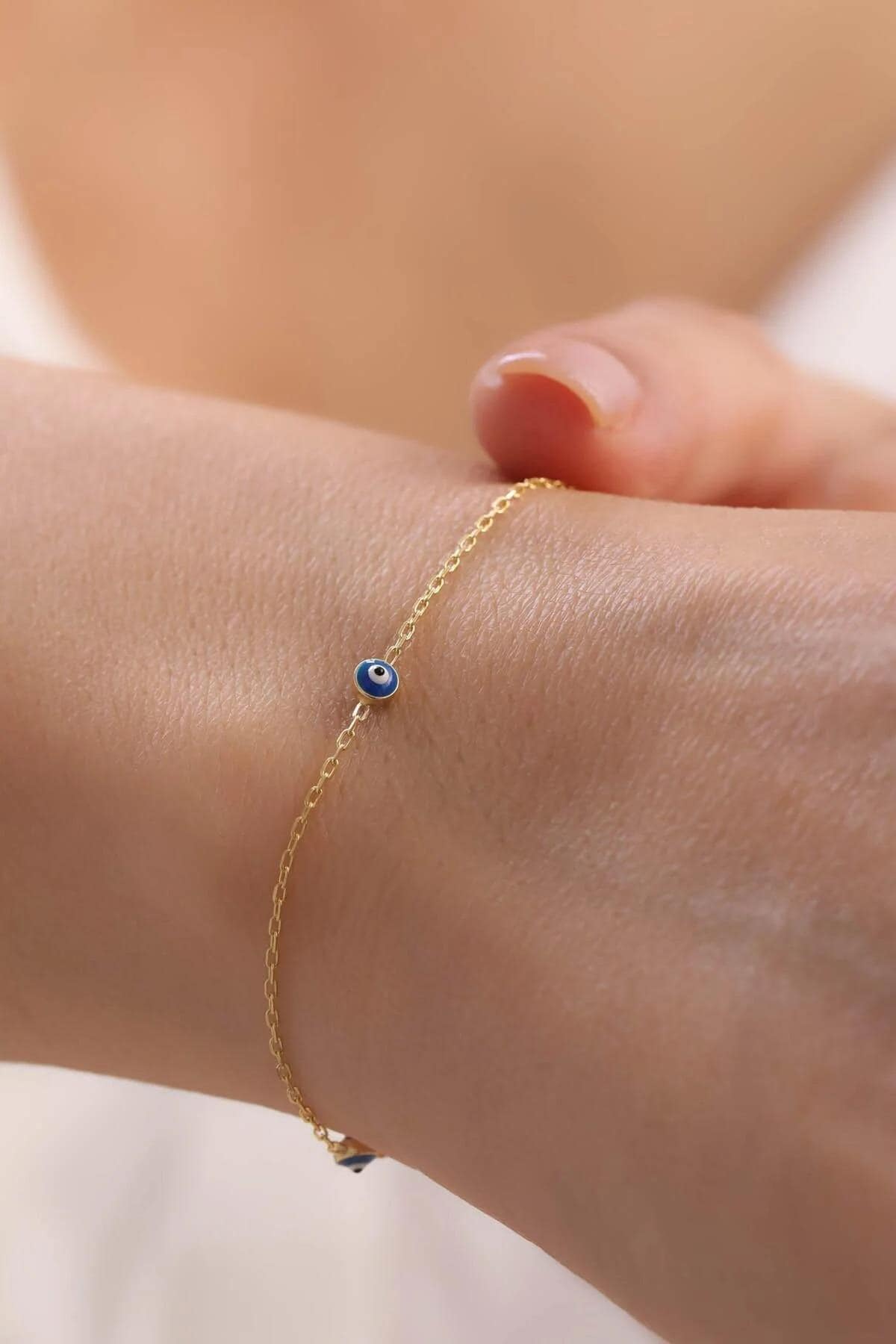 14K Gold Evil Eye Bracelet, Gold Protection Jewelry for Women, Good Luck Bracelet, Minimalist Gift, Protection Jewelry, Birthday