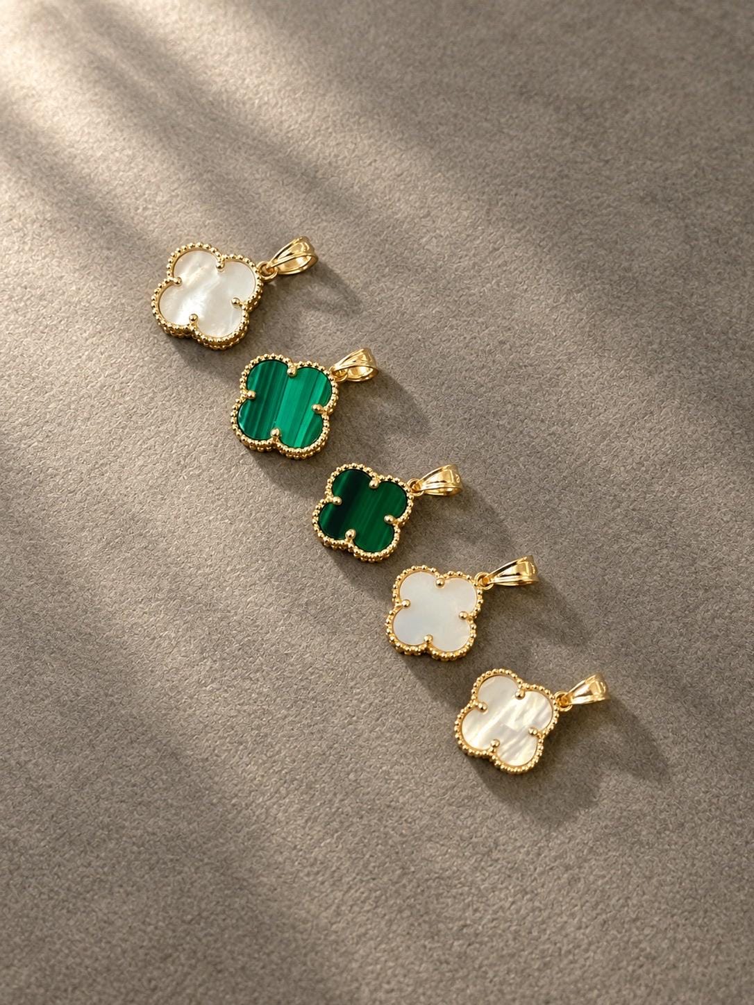 14K Gold Clover Necklace, Four Leaf Pendant, Shamrock Necklace, Good Luck Charm Necklace, St Patricks Day Accessory, Bridesmaid Jewelry