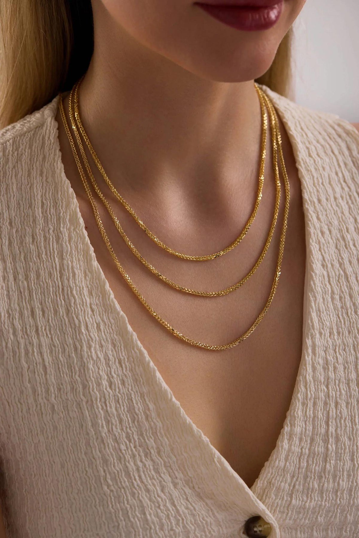 14K Gold Palm Chain Necklace, Wheat Foxtail Palm, Franco Chain Necklace, 2mm 3mm 4mm Link Chain Necklace, Men Women Necklace, Choker Unisex