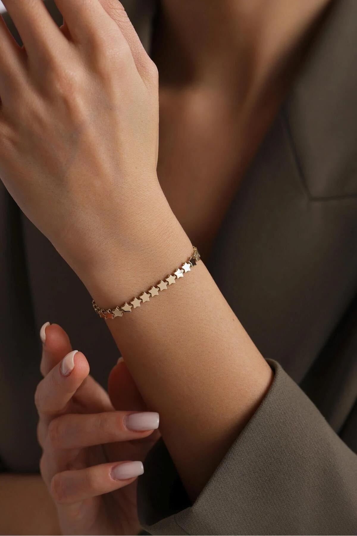 14K Gold Multi Star Bracelet, Star Charm Bracelet, Dainty Star Jewelry, Minimalist Celestial Bracelet, Gold Chain Bracelet, Bridal Gift