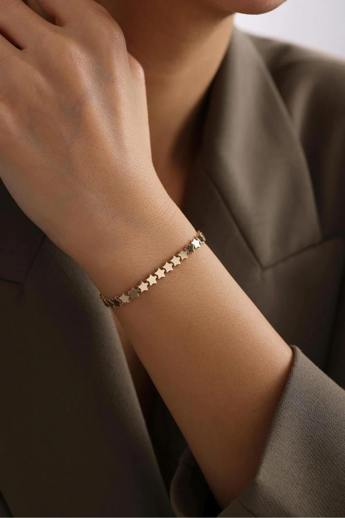 14K Gold Multi Star Bracelet, Star Charm Bracelet, Dainty Star Jewelry, Minimalist Celestial Bracelet, Gold Chain Bracelet, Bridal Gift