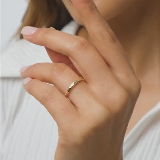14K Gold Star Ring, Celestial Gold Band Ring